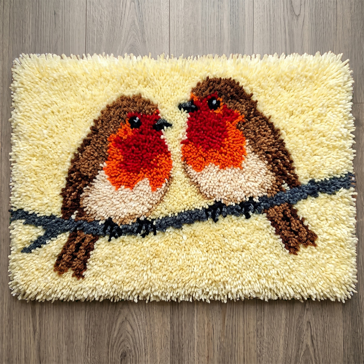 Rubbyoo Knüpfteppich-Set – Finkenpaar | Einzigartiges Einzugsgeschenk | Wohnzimmerdekoration - 75 × 50 cm - image 1