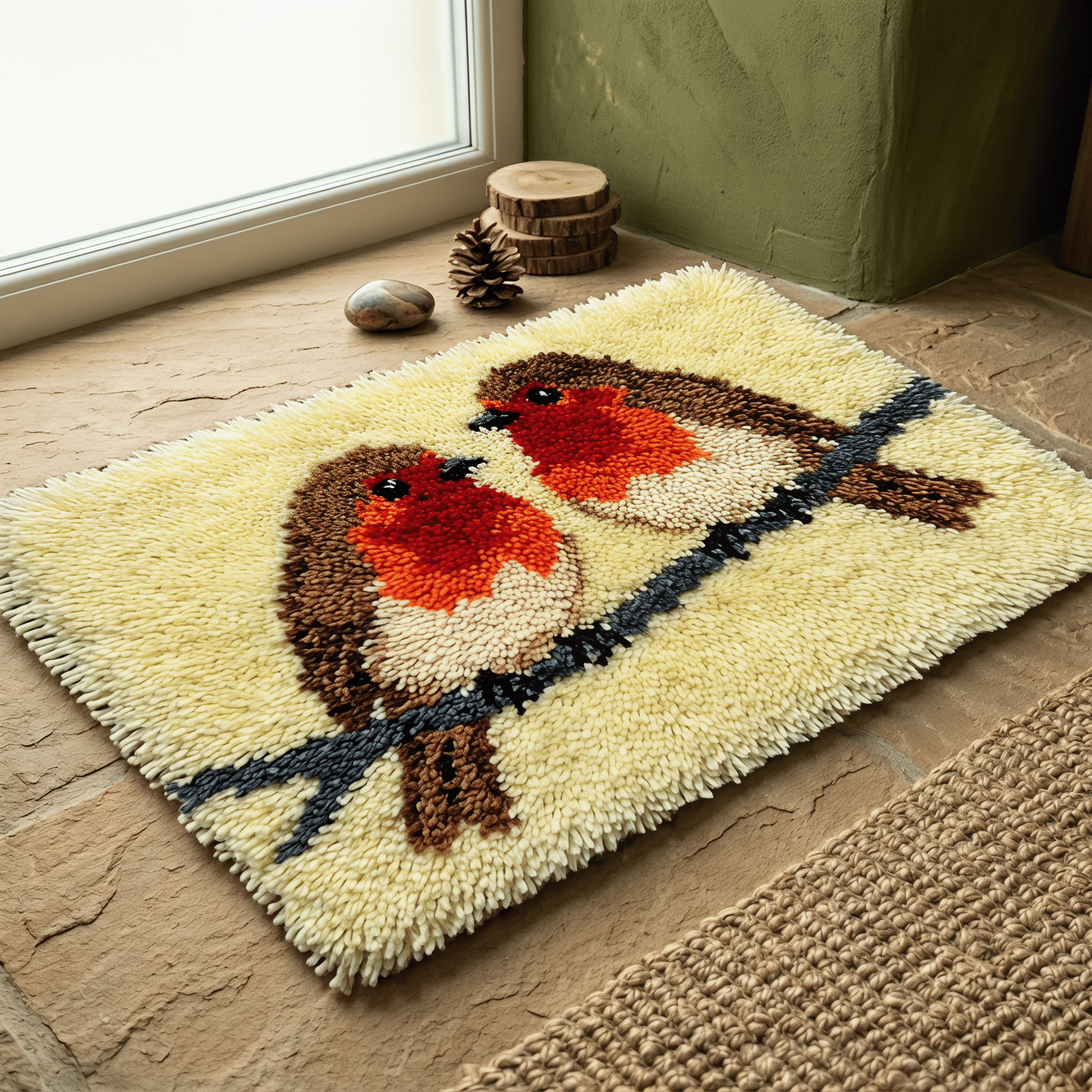 Rubbyoo Knüpfteppich-Set – Finkenpaar | Einzigartiges Einzugsgeschenk | Wohnzimmerdekoration - image 8