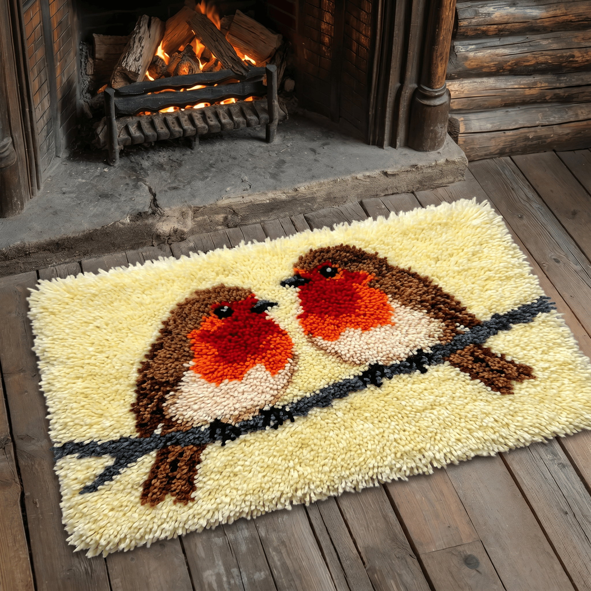 Rubbyoo Knüpfteppich-Set – Finkenpaar | Einzigartiges Einzugsgeschenk | Wohnzimmerdekoration - image 9