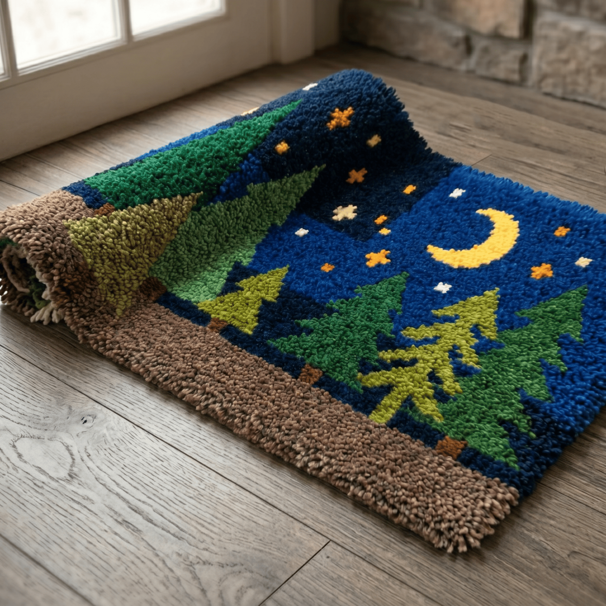 Rubbyoo Knüpfteppich-Set – Funkelnder Sternenhimmel | DIY-Handarbeit | Perfekte Matte fürs Schlafzimmer - image 9