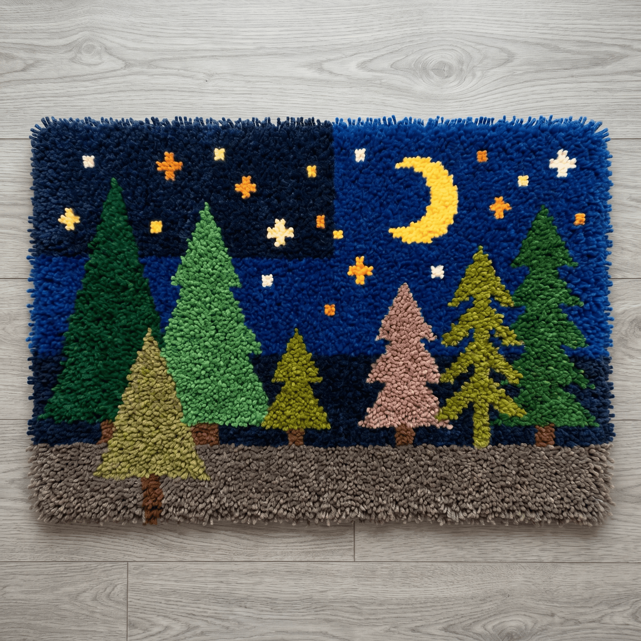 Rubbyoo Knüpfteppich-Set – Funkelnder Sternenhimmel | DIY-Handarbeit | Perfekte Matte fürs Schlafzimmer - 75 × 50 cm - image 1