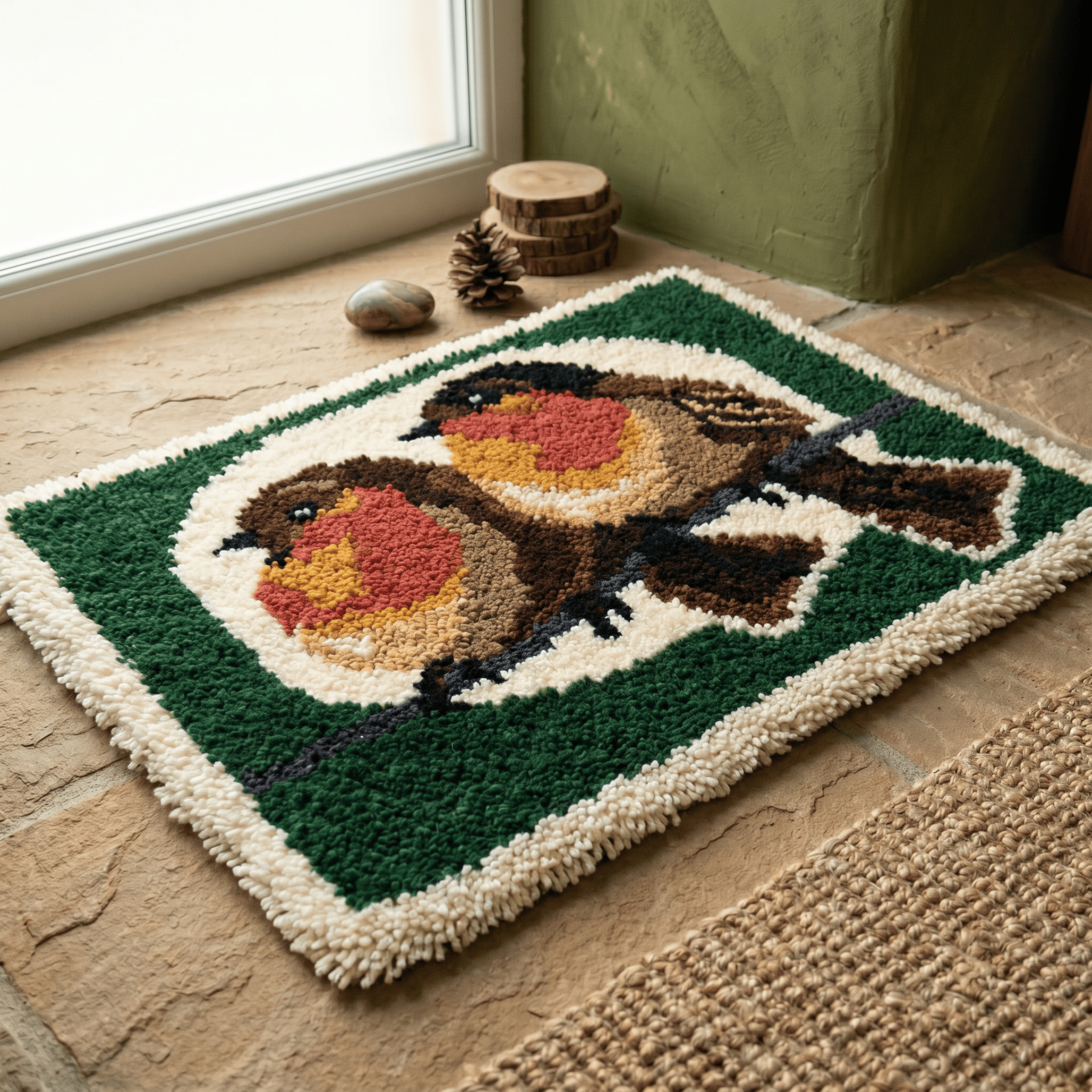 Rubbyoo Knüpfteppich-Set – Niedliche Spatzen | DIY-Bastelprojekt für Anfänger | Handgeknüpfter Tierteppich - image 6