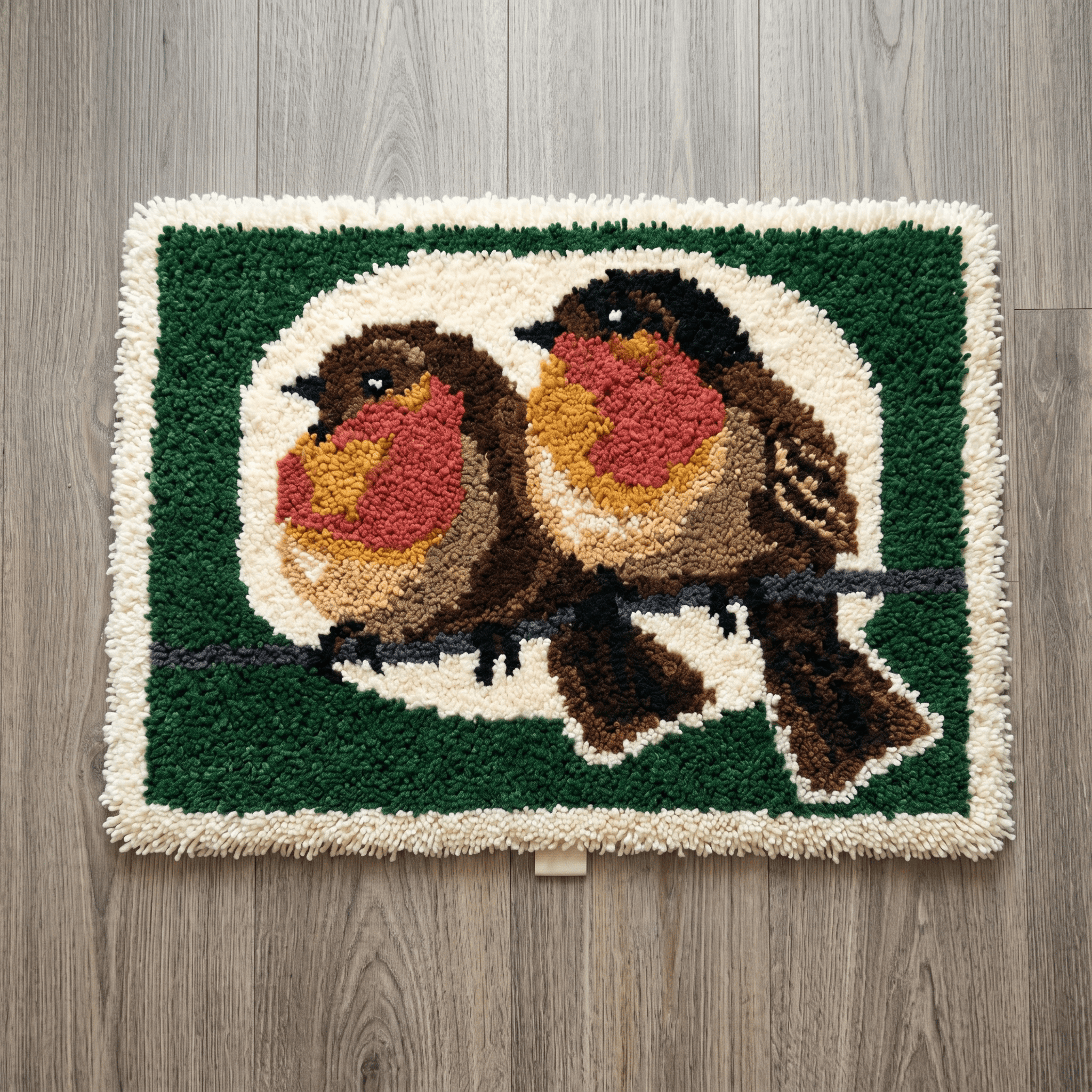 Rubbyoo Knüpfteppich-Set – Niedliche Spatzen | DIY-Bastelprojekt für Anfänger | Handgeknüpfter Tierteppich - 75 × 50 cm - image 1