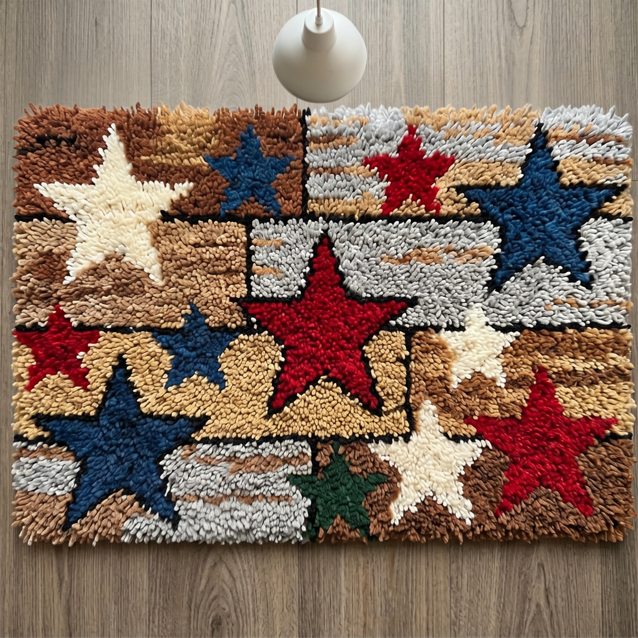 Rubbyoo Knüpfteppich-Set – Primitive Sterne | Geschenk für Eltern | Erinnerungsstück (1776–2026) - 75 × 50 cm - image 1