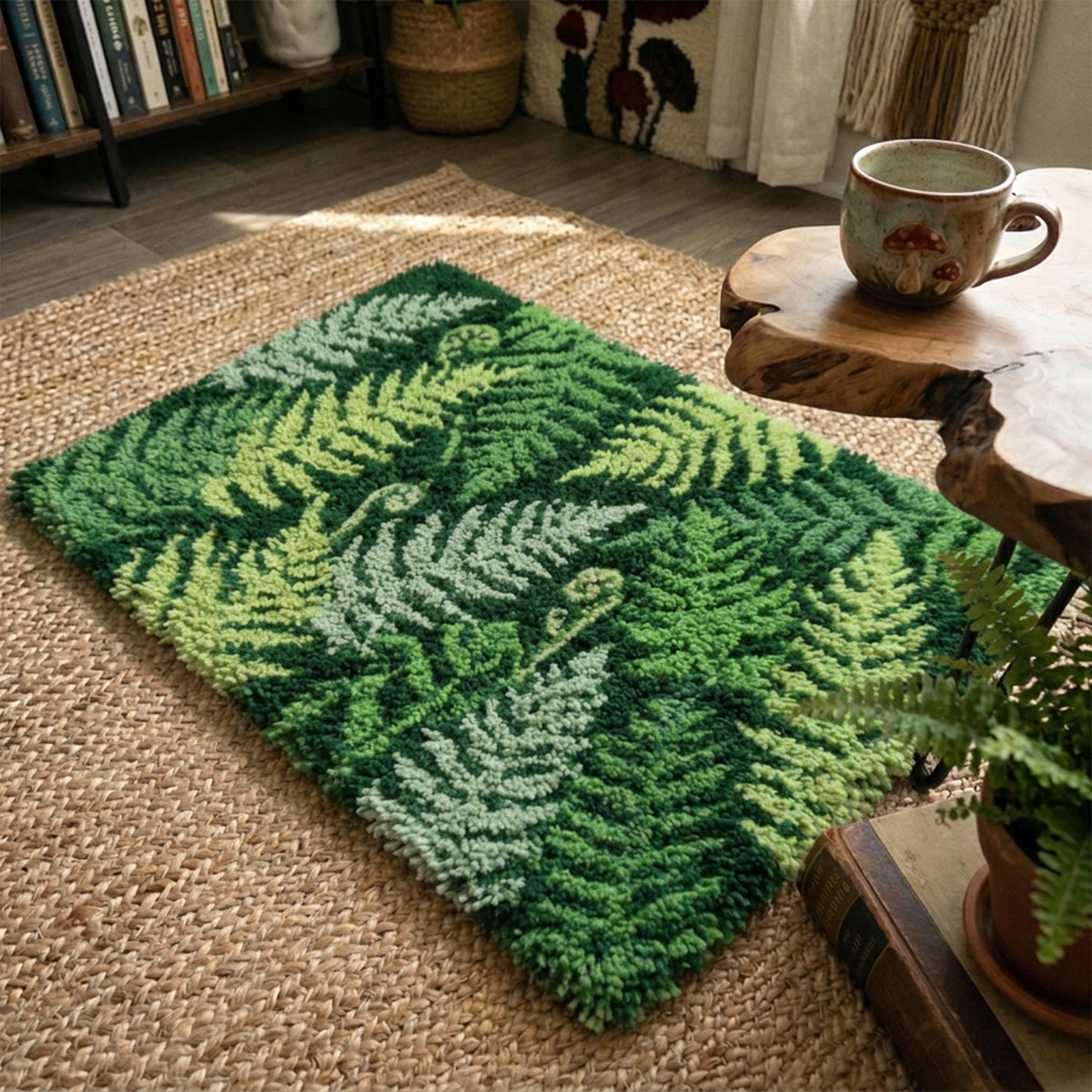 Rubbyoo Knüpfteppich-Set – Farnblätter | Geschenk für Pflanzenliebhaber | Landhausstil-Wohndeko - image 6