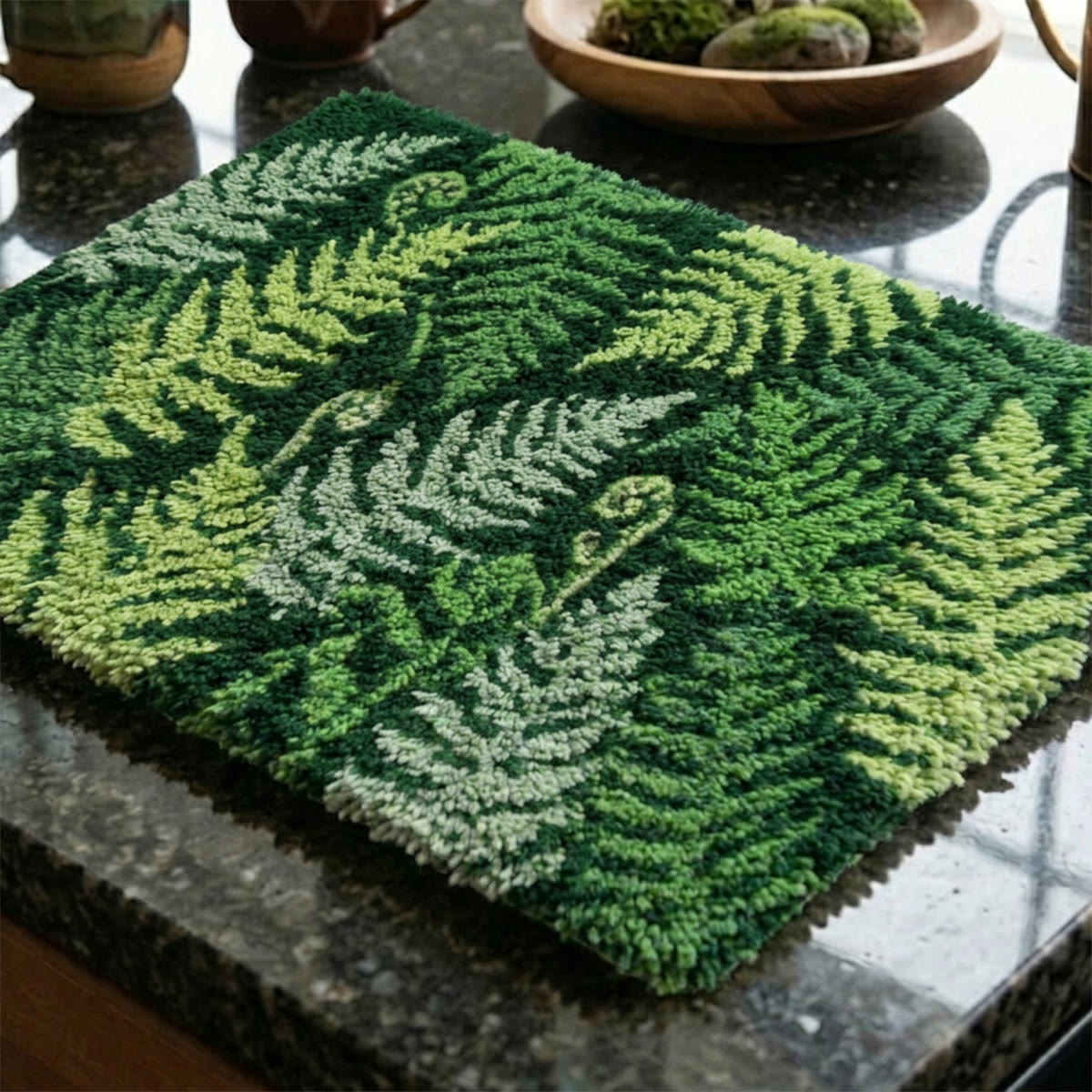 Rubbyoo Knüpfteppich-Set – Farnblätter | Geschenk für Pflanzenliebhaber | Landhausstil-Wohndeko - image 3