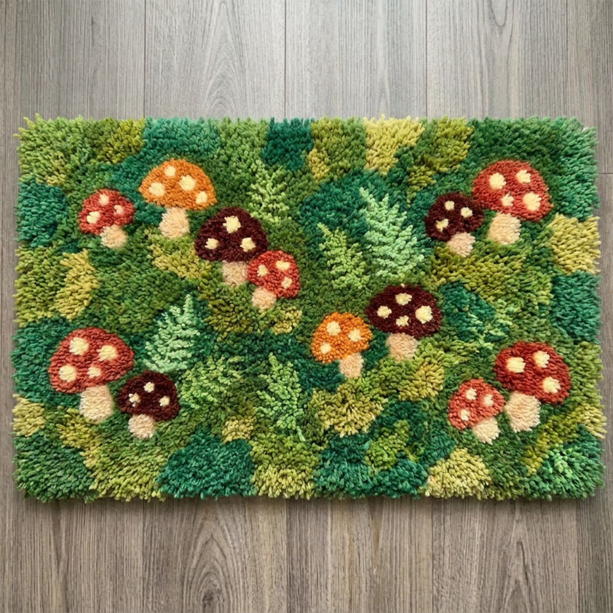 Rubbyoo Knüpfteppich-Set – Pilzmoos | Flauschiger, handgefertigter Teppich | Cottagecore-Wohndeko - 75 × 50 cm - image 1