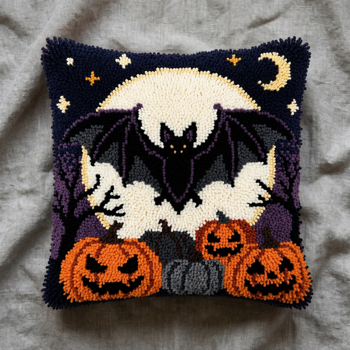 Rubbyoo Knüpfkissen-Set – Fledermäuse im Vollmondlicht | Verspielter Halloween-Anhänger | Perfektes Einzugsgeschenk - image 8