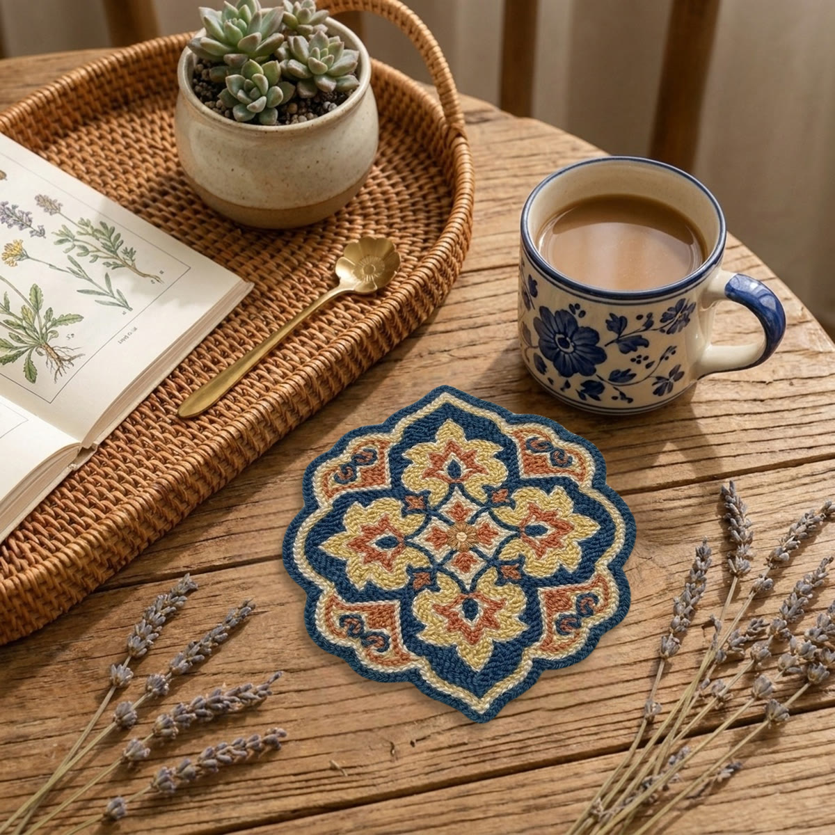 Boho-Blumen-Punch-Needle-Set – Anfängerfreundliches Nähprojekt | Einzigartiges rustikales Untersetzer-Set - image 9