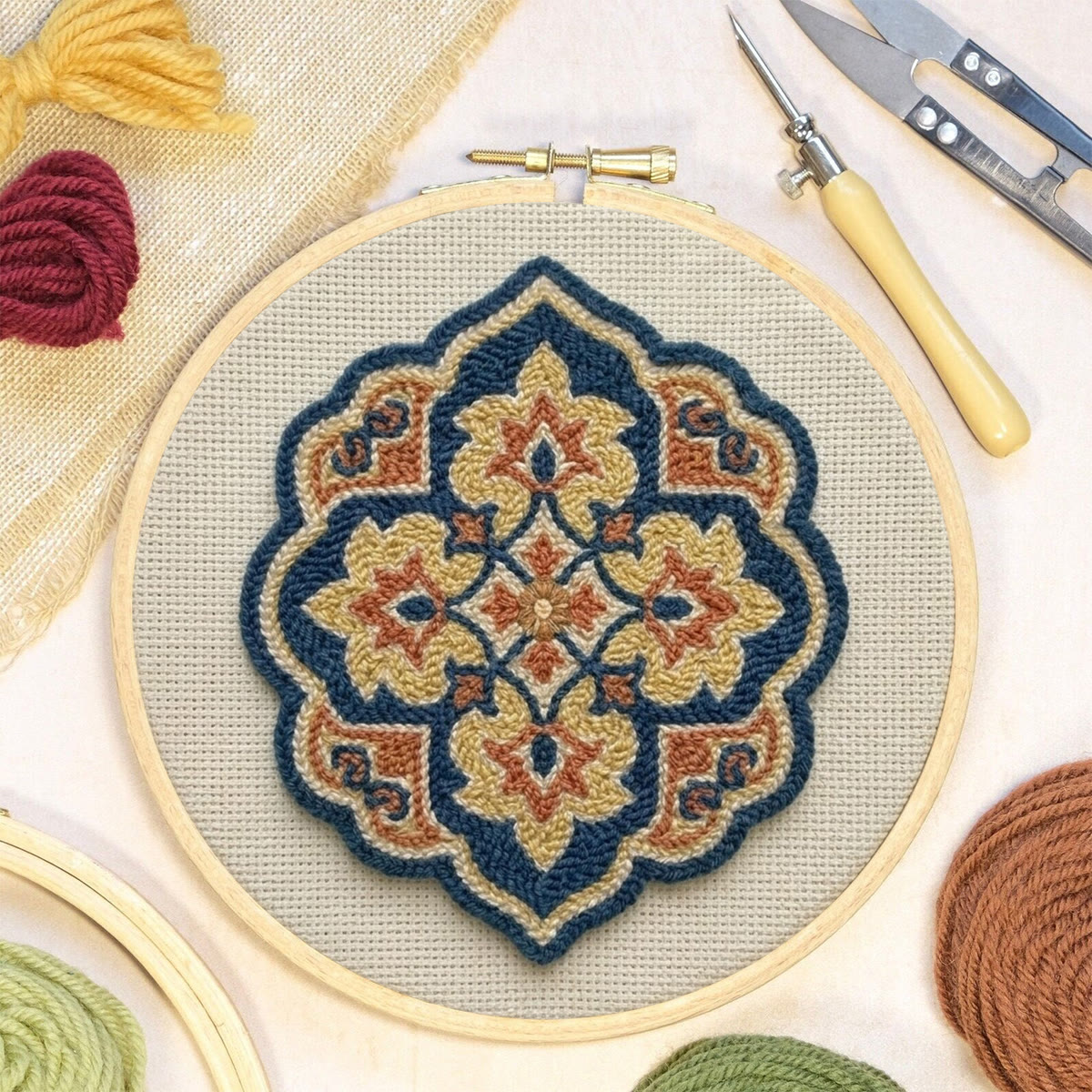 Boho-Blumen-Punch-Needle-Set – Anfängerfreundliches Nähprojekt | Einzigartiges rustikales Untersetzer-Set - image 6