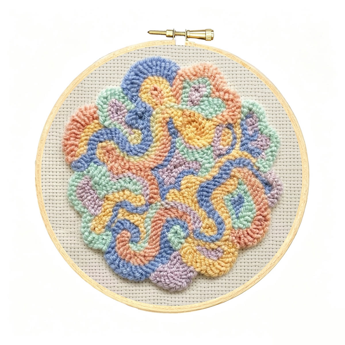 Farbblock-Punch-Needle-Set – Stressabbauendes Nähprojekt | Künstlerischer, farbenfroher Boho-Untersetzer - 8-Zoll-Reifenset - image 1