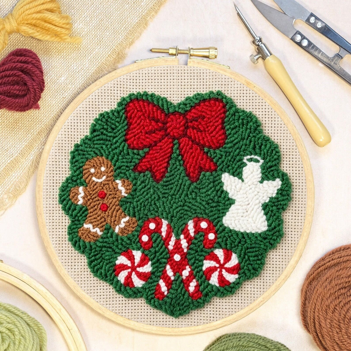 Weihnachtskranz-Stickset – Niedliche Weihnachtskunst aus Stoff | Einzigartige Weihnachtsdekoration fürs Zimmer - image 2