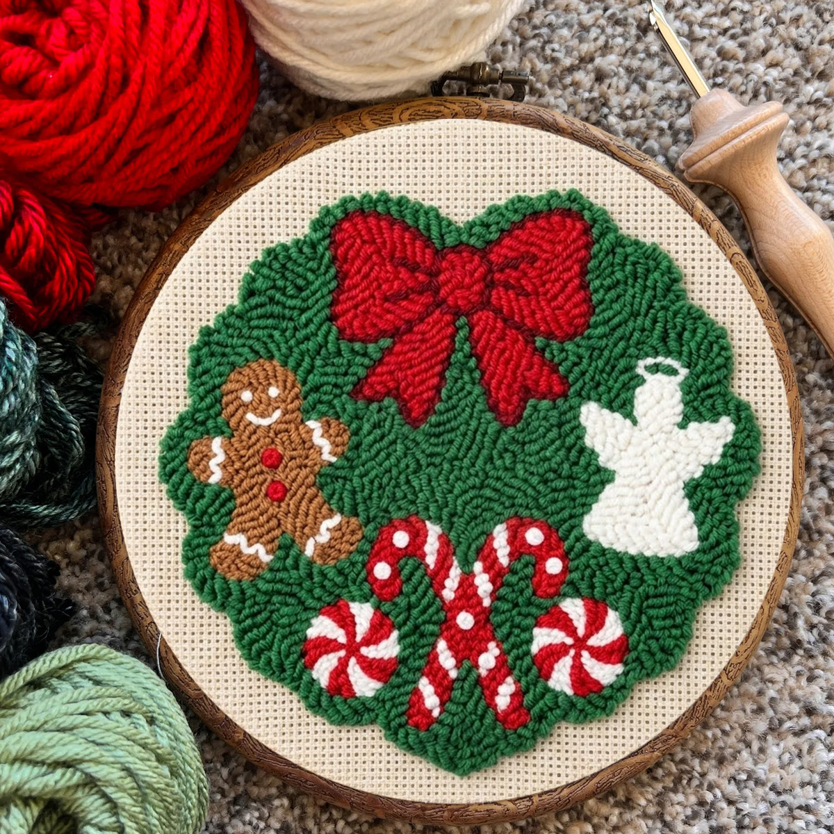 Weihnachtskranz-Stickset – Niedliche Weihnachtskunst aus Stoff | Einzigartige Weihnachtsdekoration fürs Zimmer - image 6