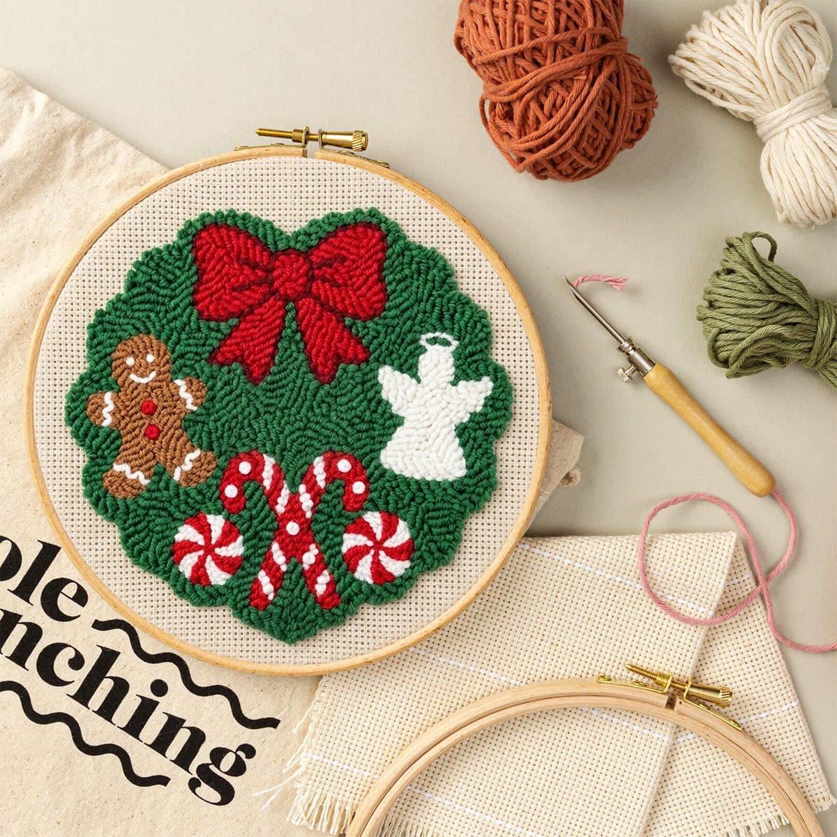 Weihnachtskranz-Stickset – Niedliche Weihnachtskunst aus Stoff | Einzigartige Weihnachtsdekoration fürs Zimmer - image 5