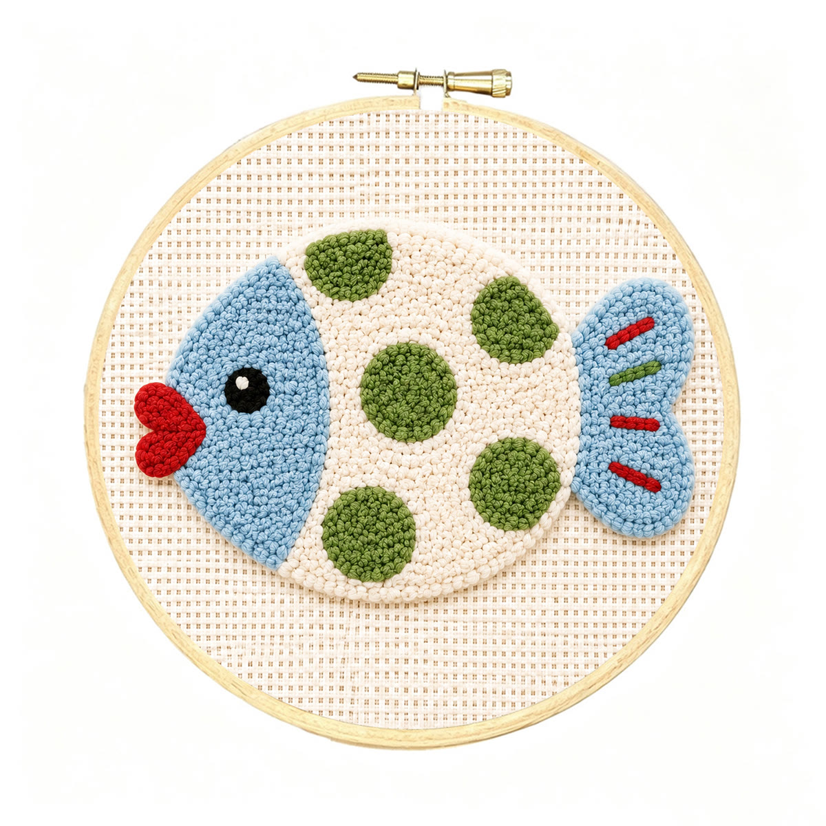 Stickset „Küssender Fisch“ – Anfängerfreundliche Tierstickerei | Lustige, handgefertigte Fischfigur - 8-Zoll-Reifenset - image 1