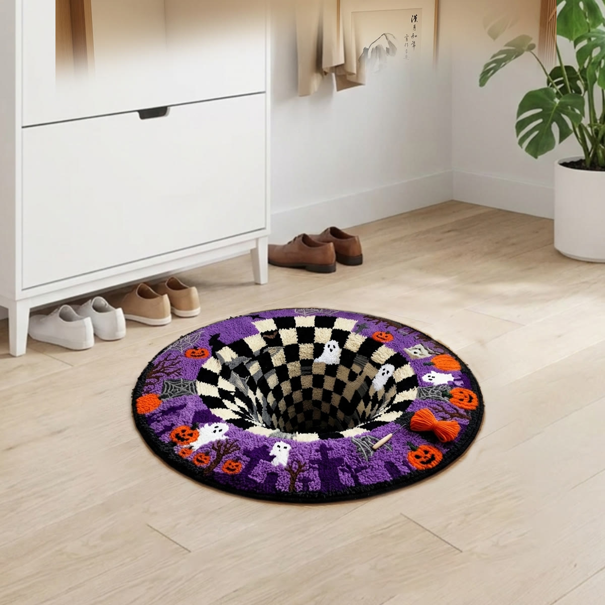 Rubbyoo Knüpfteppich-Set – Halloween Schwarzes Loch | Dekorativer Teppich mit optischer Täuschung | Gruseliger Treppeneckenteppich - image 15