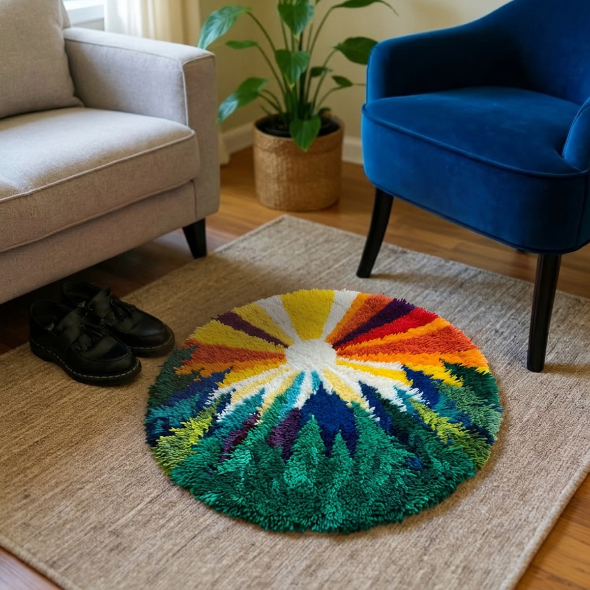 Rubbyoo Knüpfteppich-Set – Lebendiger Regenbogenwald | Moderner Tufting-Teppich | Abstrakte Farbgestaltung für Ihr Zuhause - image 3