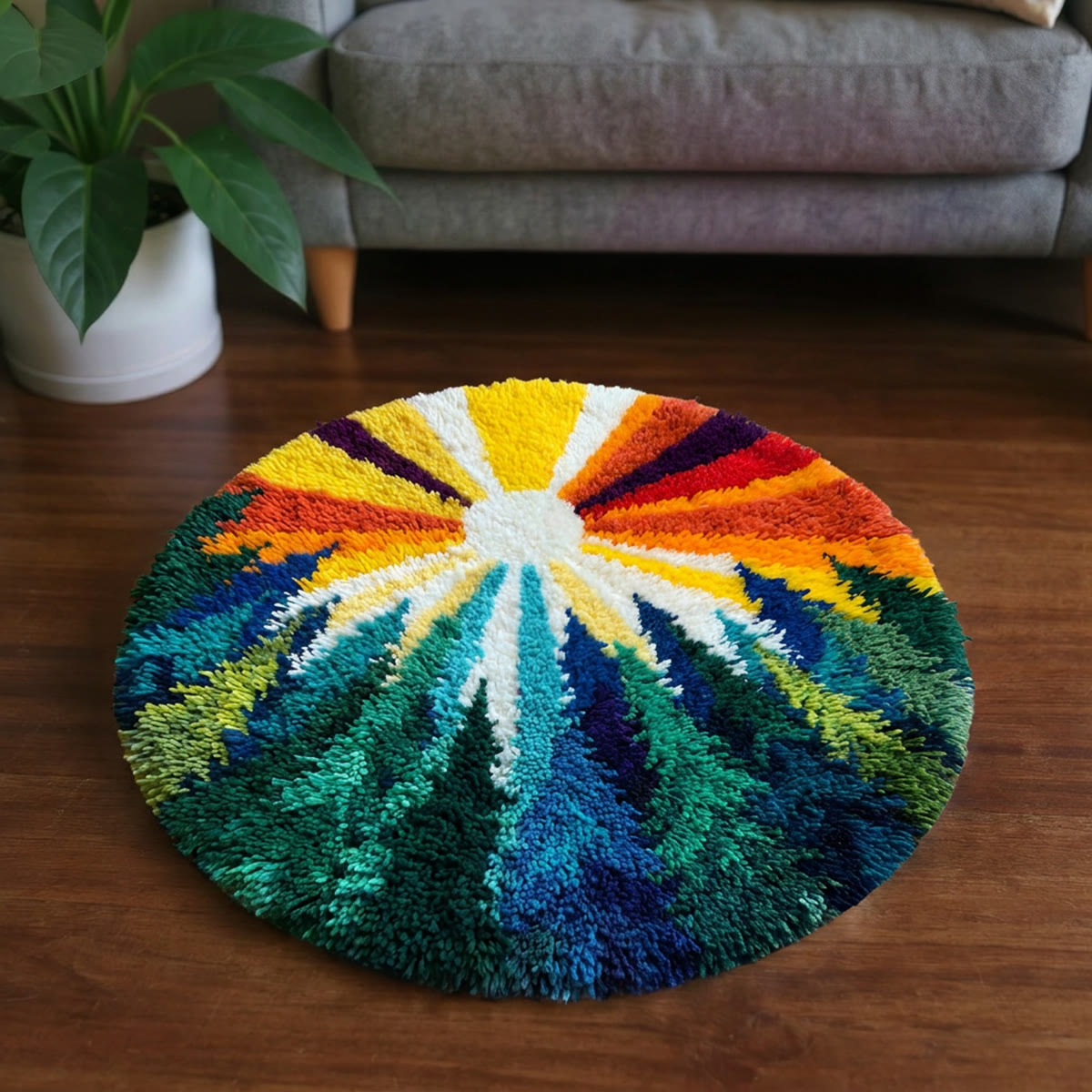 Rubbyoo Knüpfteppich-Set – Lebendiger Regenbogenwald | Moderner Tufting-Teppich | Abstrakte Farbgestaltung für Ihr Zuhause - image 4