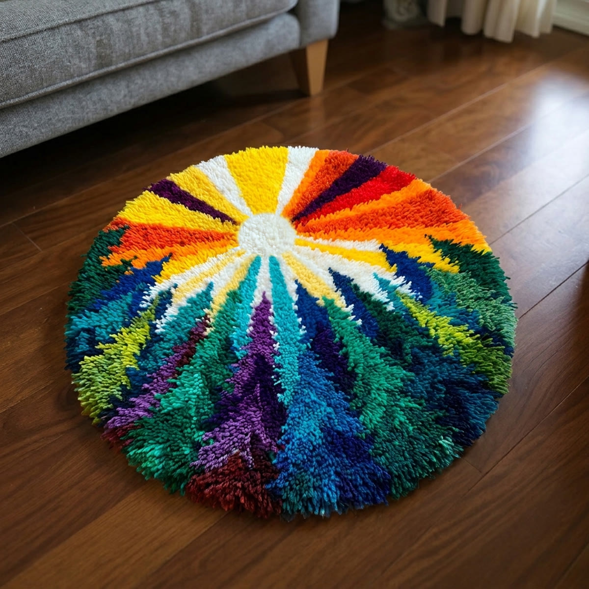 Rubbyoo Knüpfteppich-Set – Lebendiger Regenbogenwald | Moderner Tufting-Teppich | Abstrakte Farbgestaltung für Ihr Zuhause - image 6