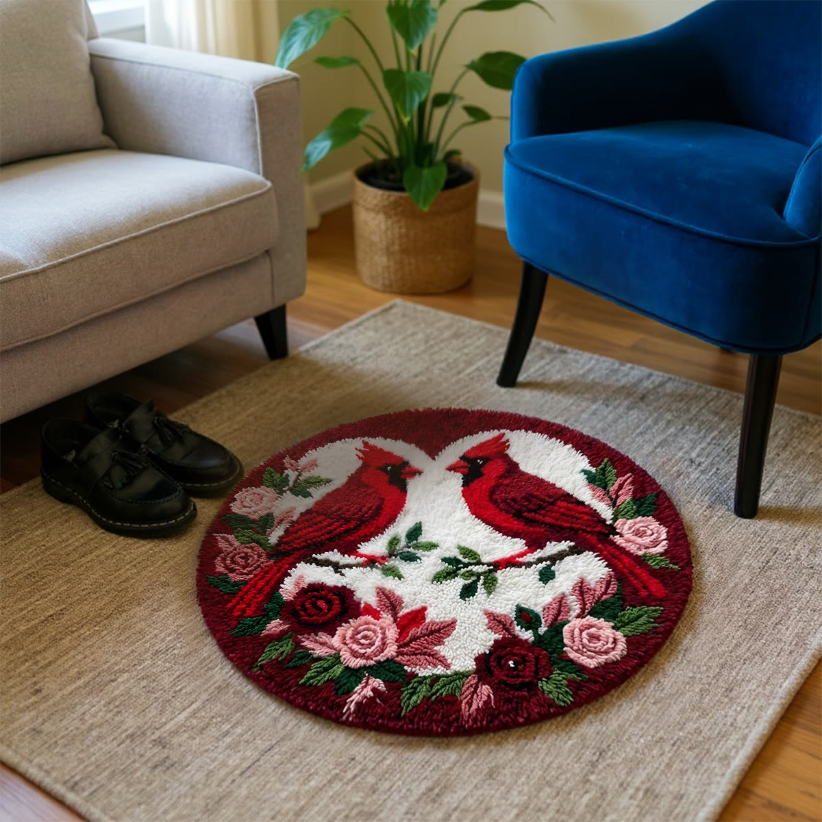 Rubbyoo Knüpfteppich-Set – Kardinäle im Trend | Weihnachtliche Heimdekoration | Perfekte Geschenke für Vogelliebhaber - image 3