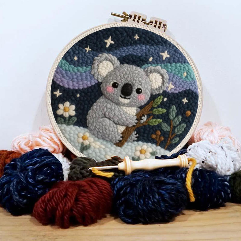 Wunderschönes Koala-Punch-Needle-Set – Handgemachte, gemütliche Schreibtischdeko | Niedliches Nähset für Kinder - image 4