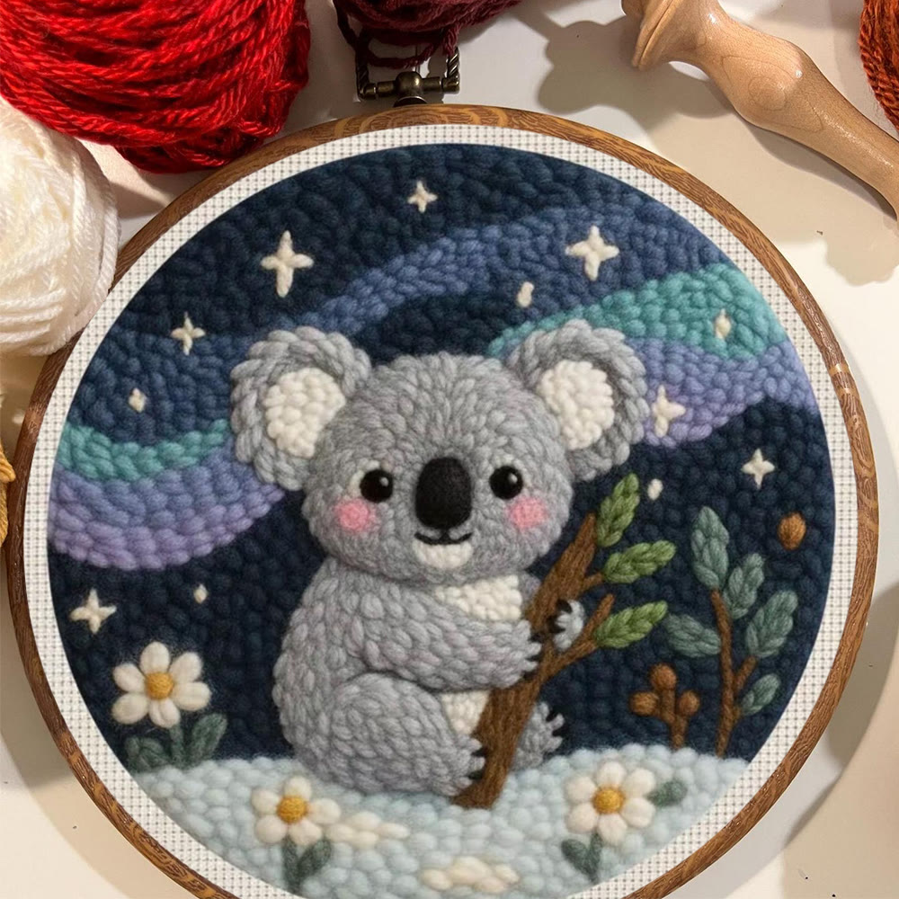 Wunderschönes Koala-Punch-Needle-Set – Handgemachte, gemütliche Schreibtischdeko | Niedliches Nähset für Kinder - image 2