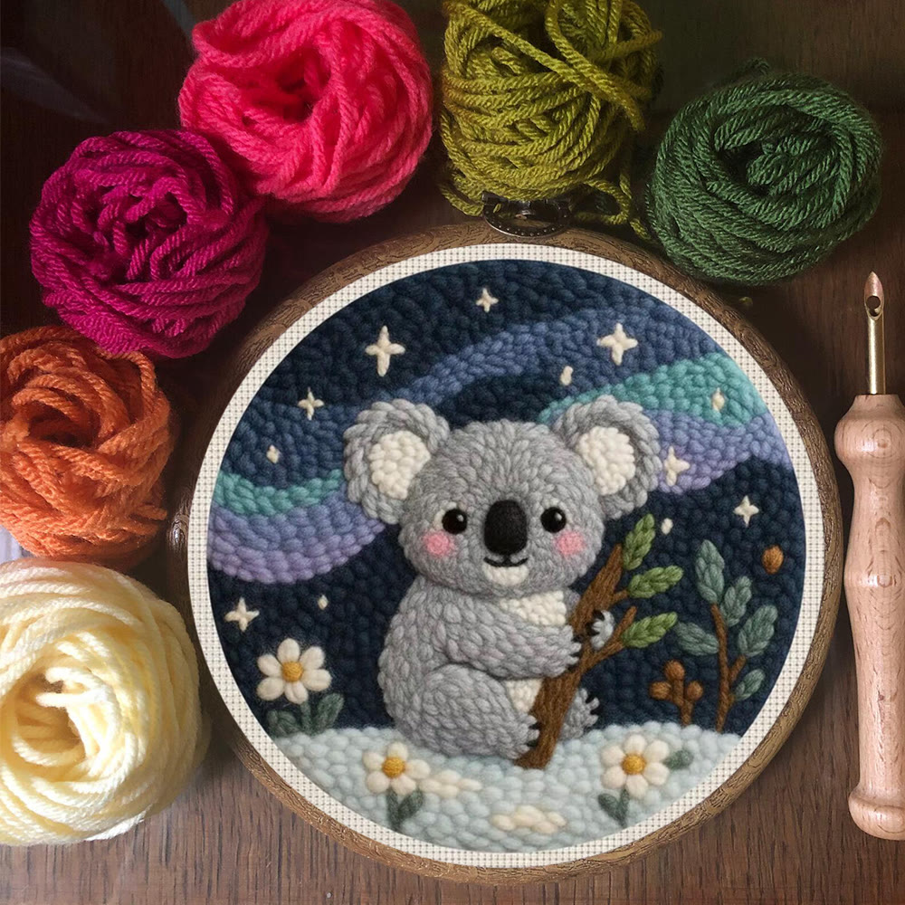 Wunderschönes Koala-Punch-Needle-Set – Handgemachte, gemütliche Schreibtischdeko | Niedliches Nähset für Kinder - image 9