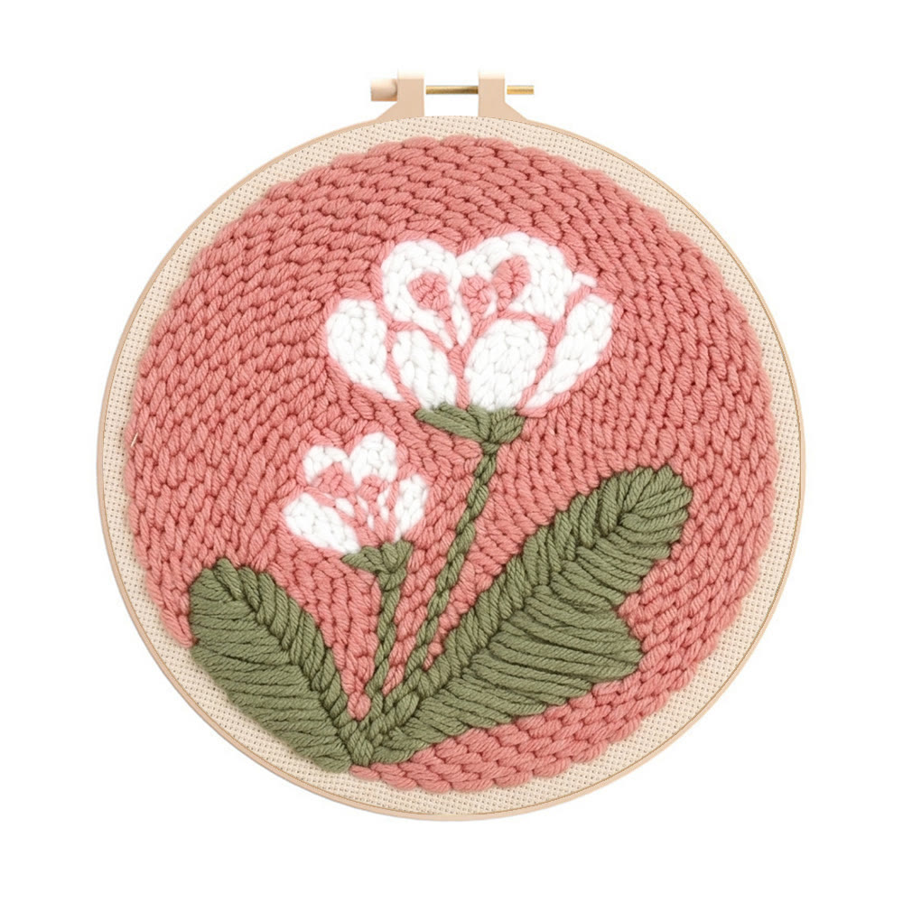Duftendes Tulpen-Punch-Needle-Set – Elegantes Blumenbastelset | Liebevolles, handgemachtes Geschenk für Sie - 8-Zoll-Hoop-Reifen-Set - image 1