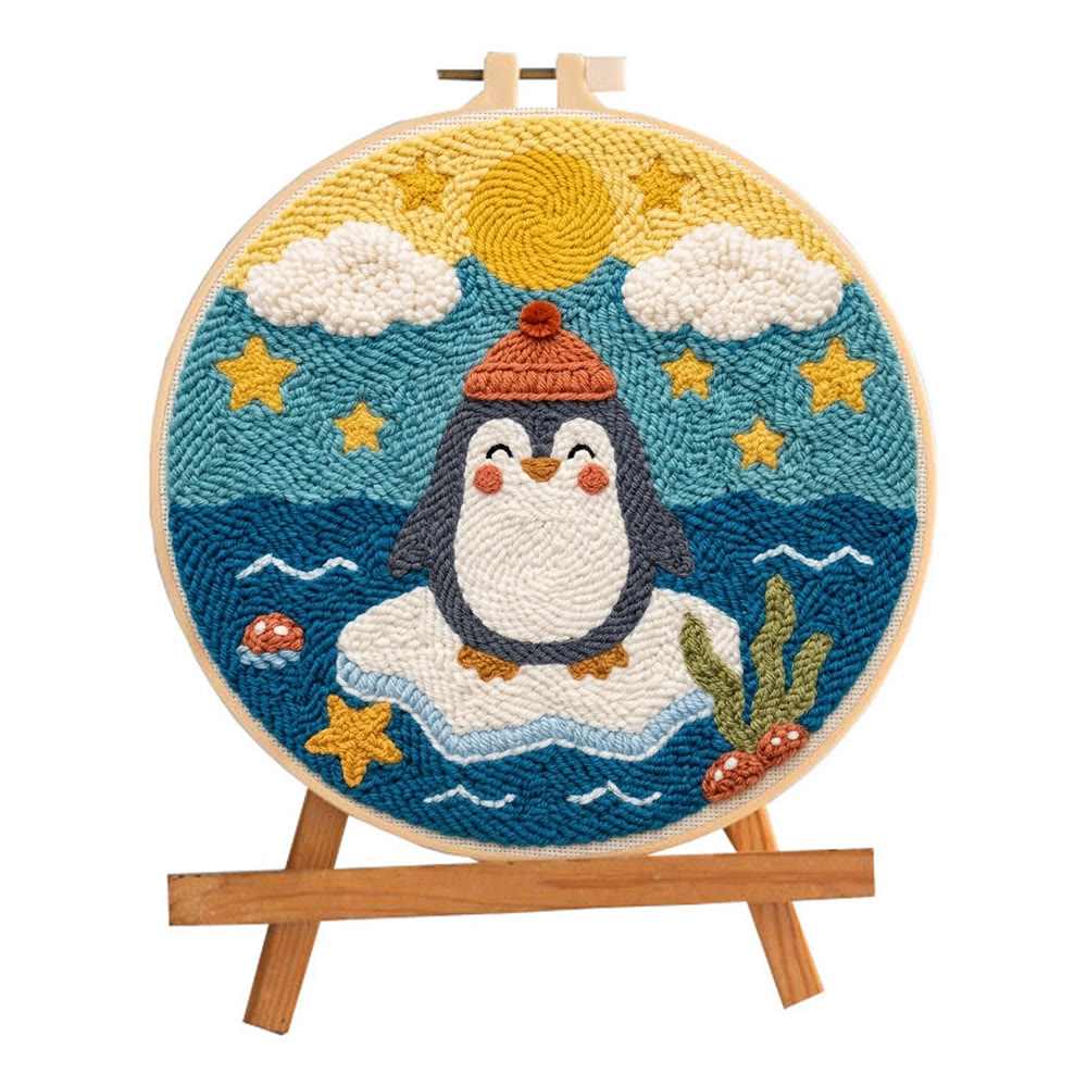 Pinguin auf dem Eis – Punch-Needle-Set – Nähset für Einsteiger für Kinder | Niedliches Pinguin- und Inselmuster - image 7