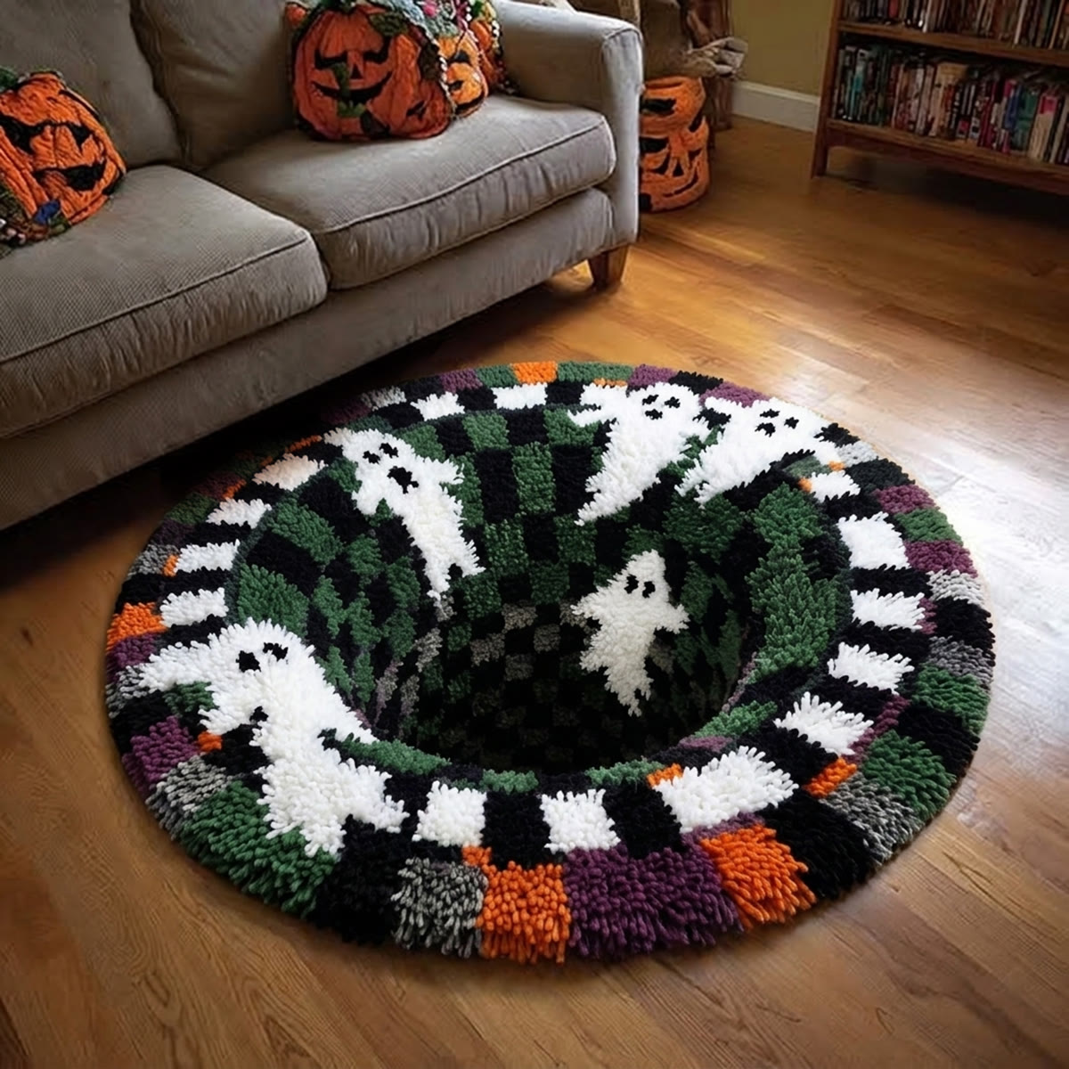 Rubbyoo Knüpfteppich-Set – Kämpfende Geister | 3D-Halloween-Dekorteppich | Fußmatte für Spukhäuser - image 5