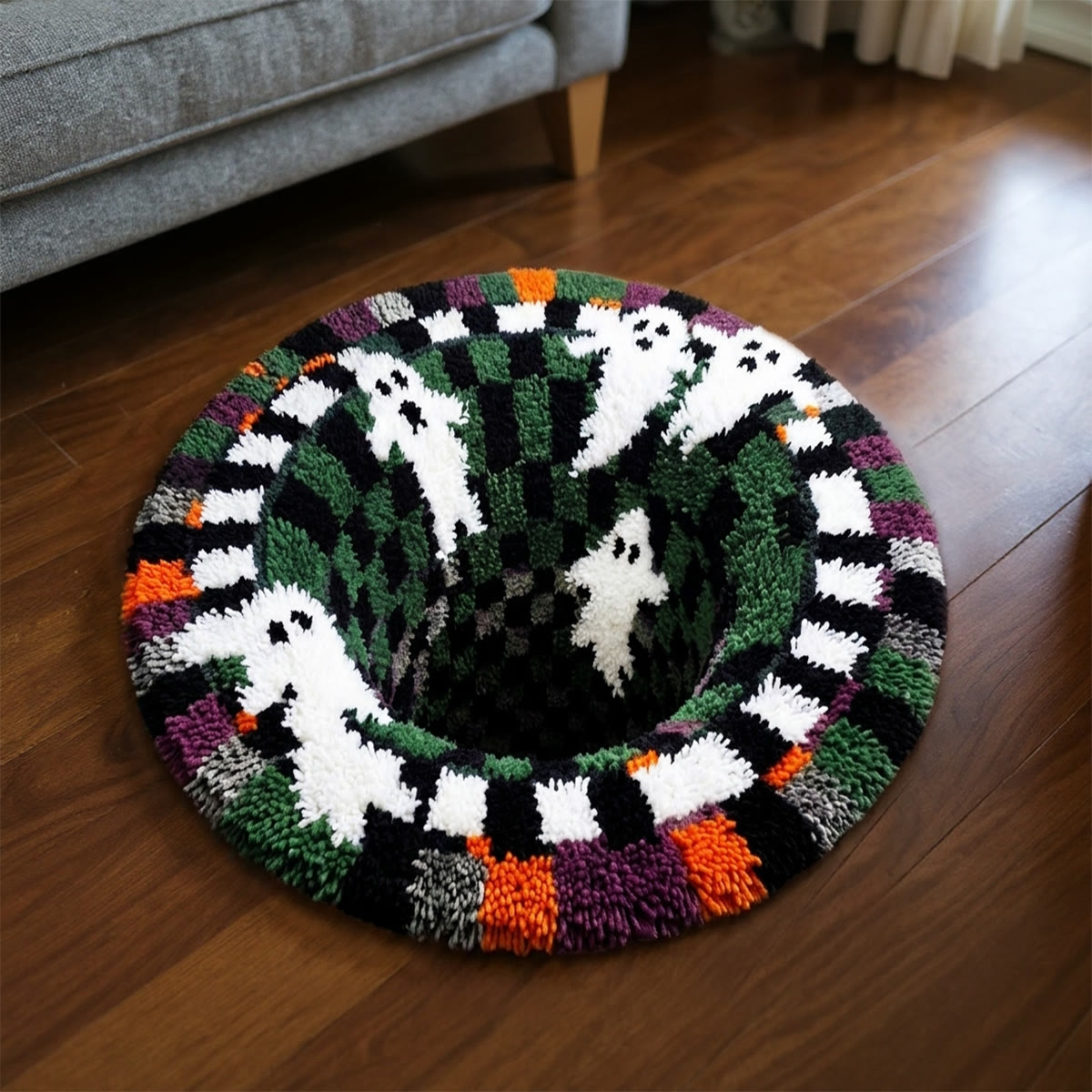 Rubbyoo Knüpfteppich-Set – Kämpfende Geister | 3D-Halloween-Dekorteppich | Fußmatte für Spukhäuser - image 4