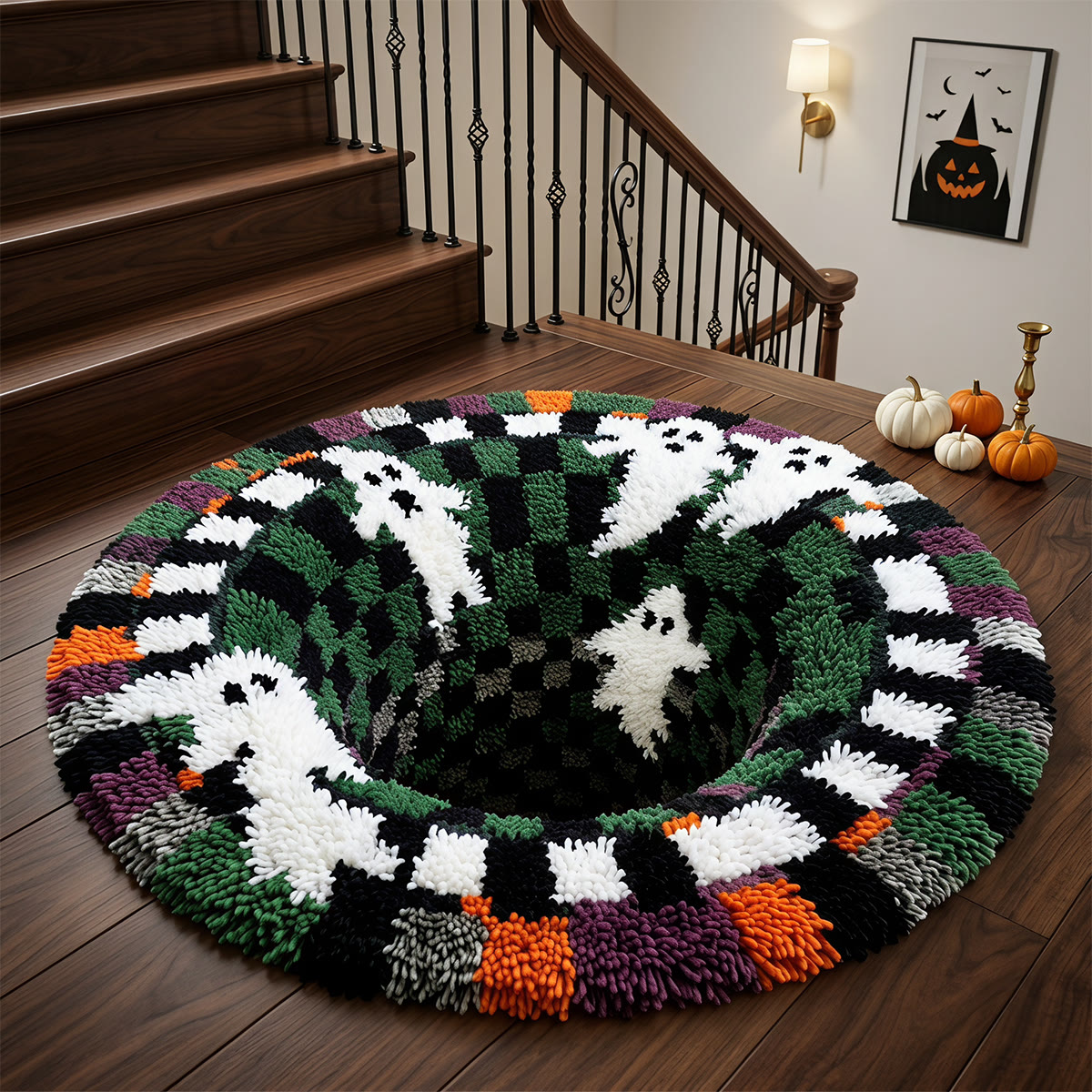 Rubbyoo Knüpfteppich-Set – Kämpfende Geister | 3D-Halloween-Dekorteppich | Fußmatte für Spukhäuser - image 8