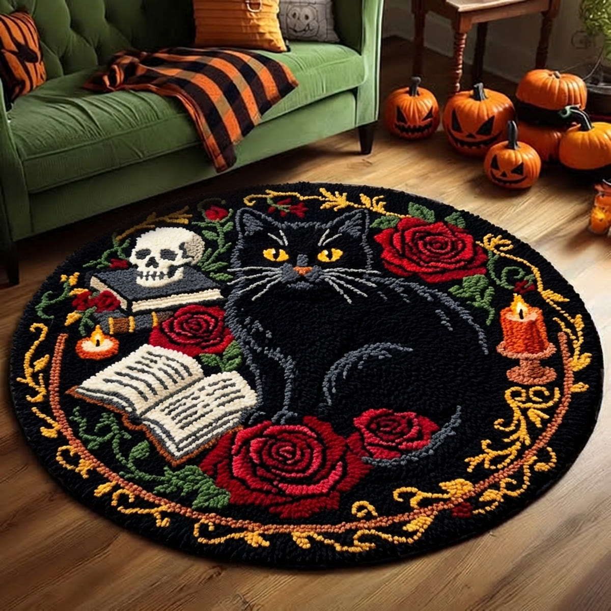 Rubbyoo Knüpfteppich-Set – Hexenhafte schwarze Katze | Gothic-Halloween-Dekoration | Einzigartige Geschenkidee - image 6