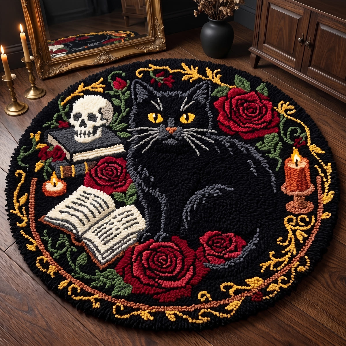 Rubbyoo Knüpfteppich-Set – Hexenhafte schwarze Katze | Gothic-Halloween-Dekoration | Einzigartige Geschenkidee - image 8