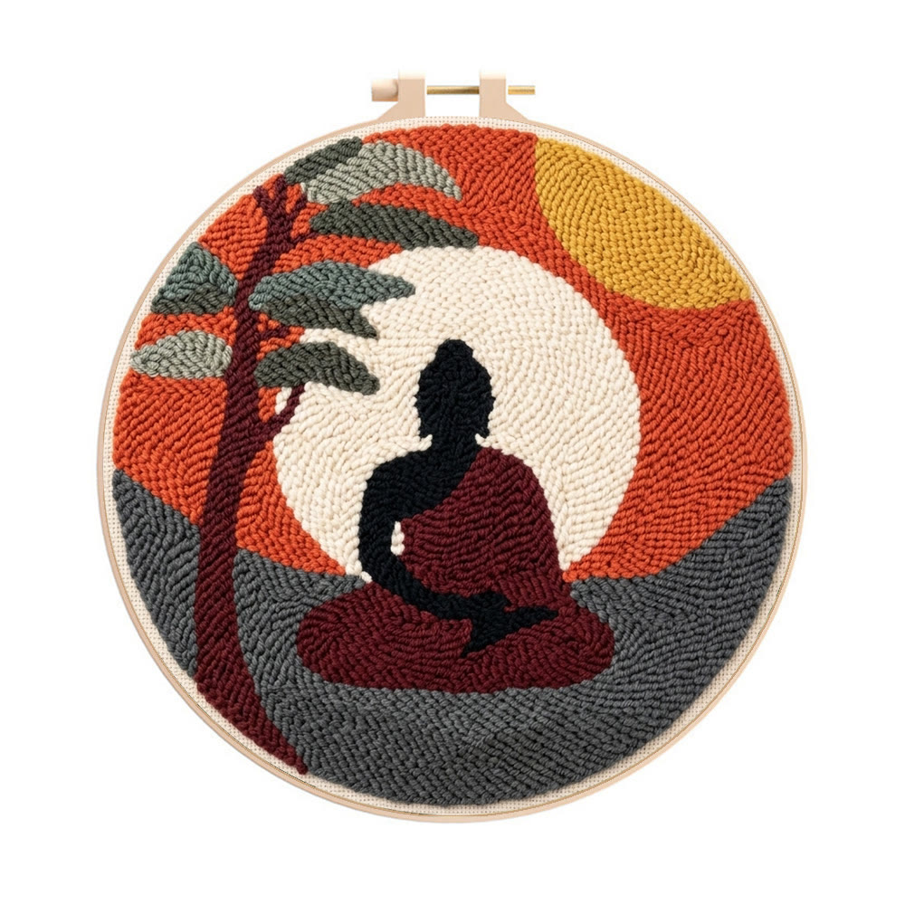 Weg zur Achtsamkeit – Punch-Needle-Set – Handgefertigte Boho-Zen-Deko | Gemütliches, achtsames Wohnaccessoire - 8-Zoll-Reifenset - image 1