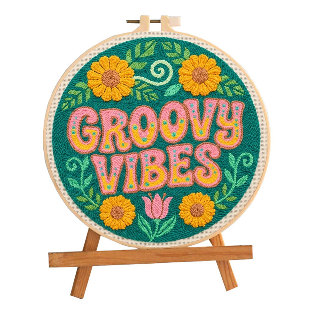 Groovy Vibes Punch Needle Set – Stilvolles florales Wandornament | Rustikale, farbenfrohe Handarbeit - image 10