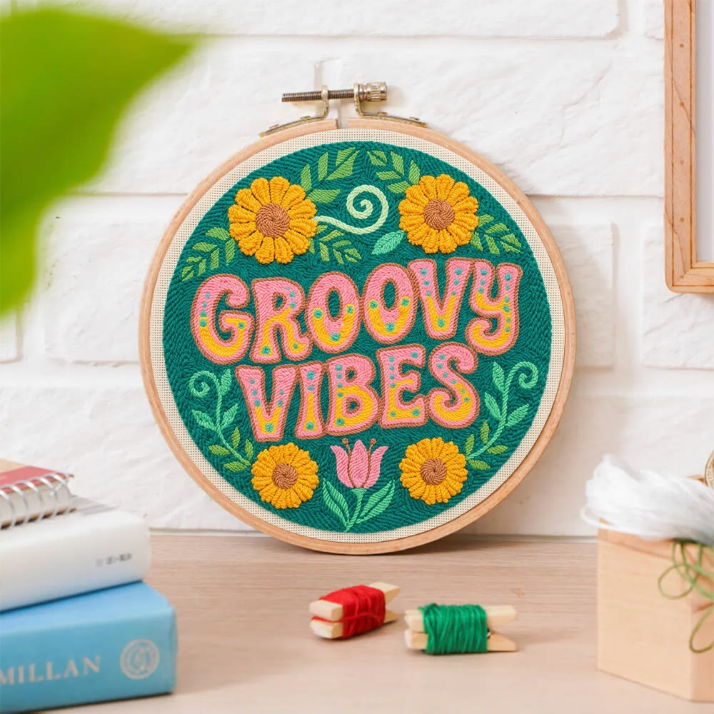 Groovy Vibes Punch Needle Set – Stilvolles florales Wandornament | Rustikale, farbenfrohe Handarbeit - image 7