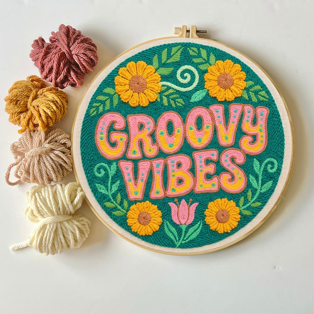 Groovy Vibes Punch Needle Set – Stilvolles florales Wandornament | Rustikale, farbenfrohe Handarbeit - image 4