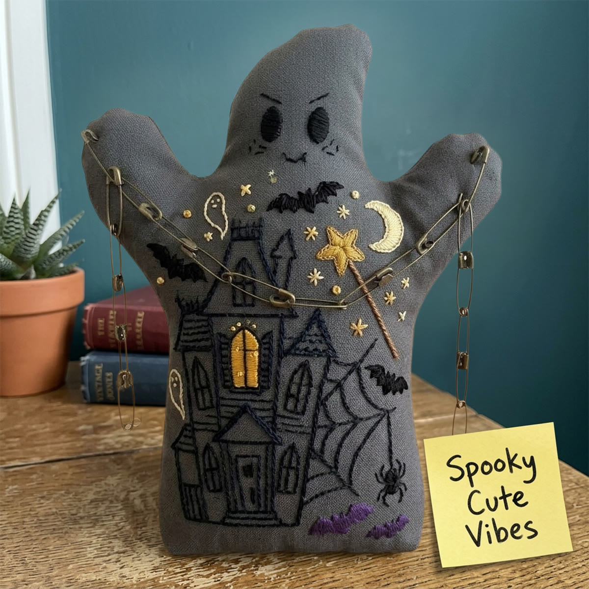 Rubbyoo Geister-Stickset – Geheimnisvolles Spinnennetzschloss | Handgefertigter gotischer Ornament | Gruseliges Halloween-Herrenhaus-Bastelset - image 6