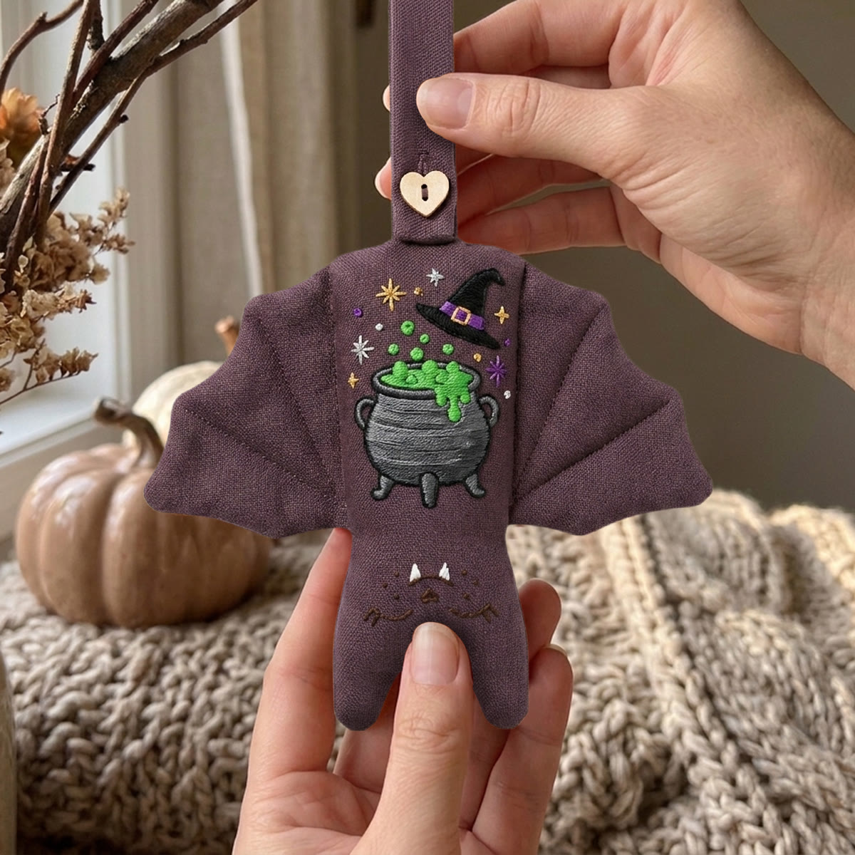 Rubbyoo Fledermaus-Stickset – Hexenkessel | Zaubertrank-Stickrahmen | Gruselige Halloween-Regaldekoration - image 3
