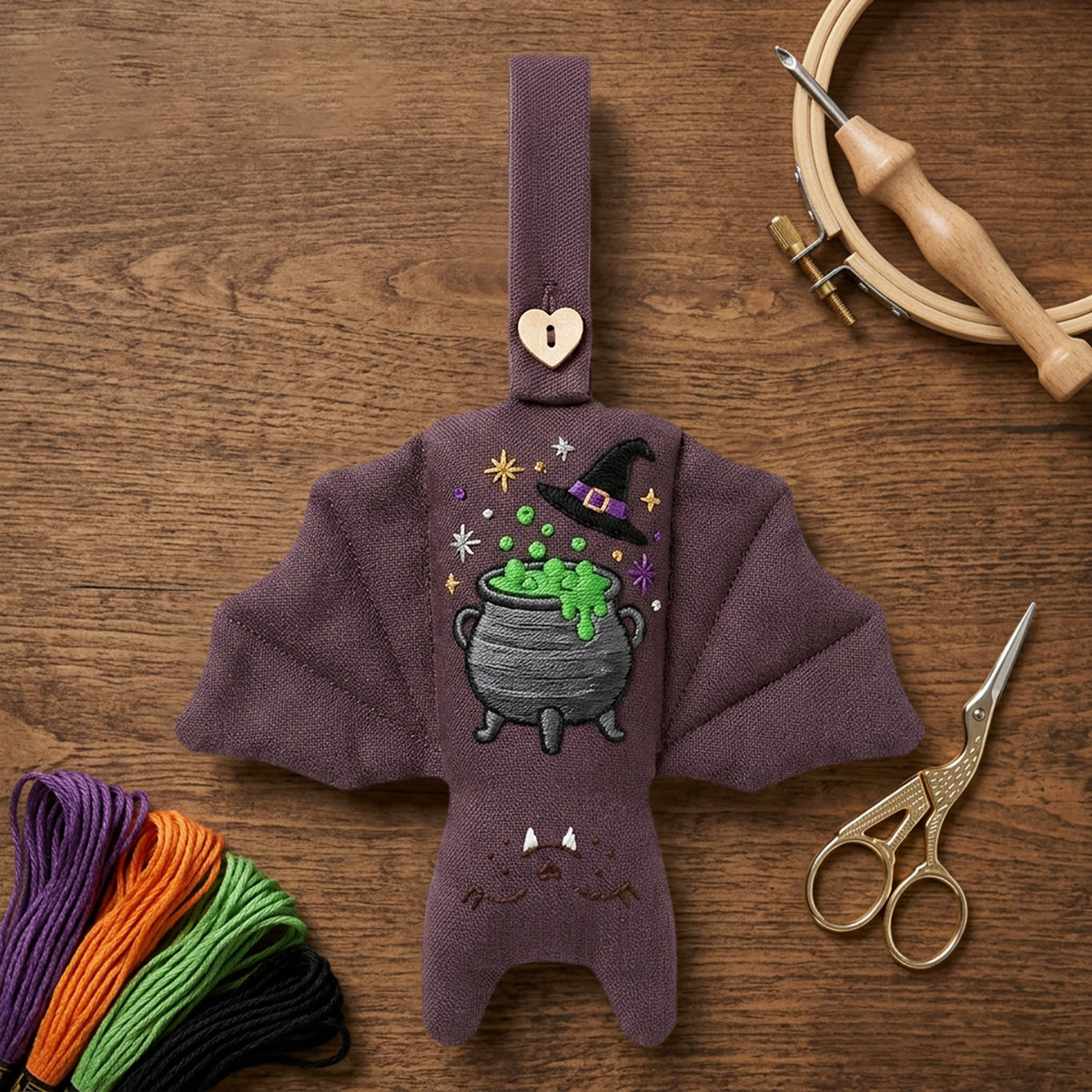 Rubbyoo Fledermaus-Stickset – Hexenkessel | Zaubertrank-Stickrahmen | Gruselige Halloween-Regaldekoration - image 11