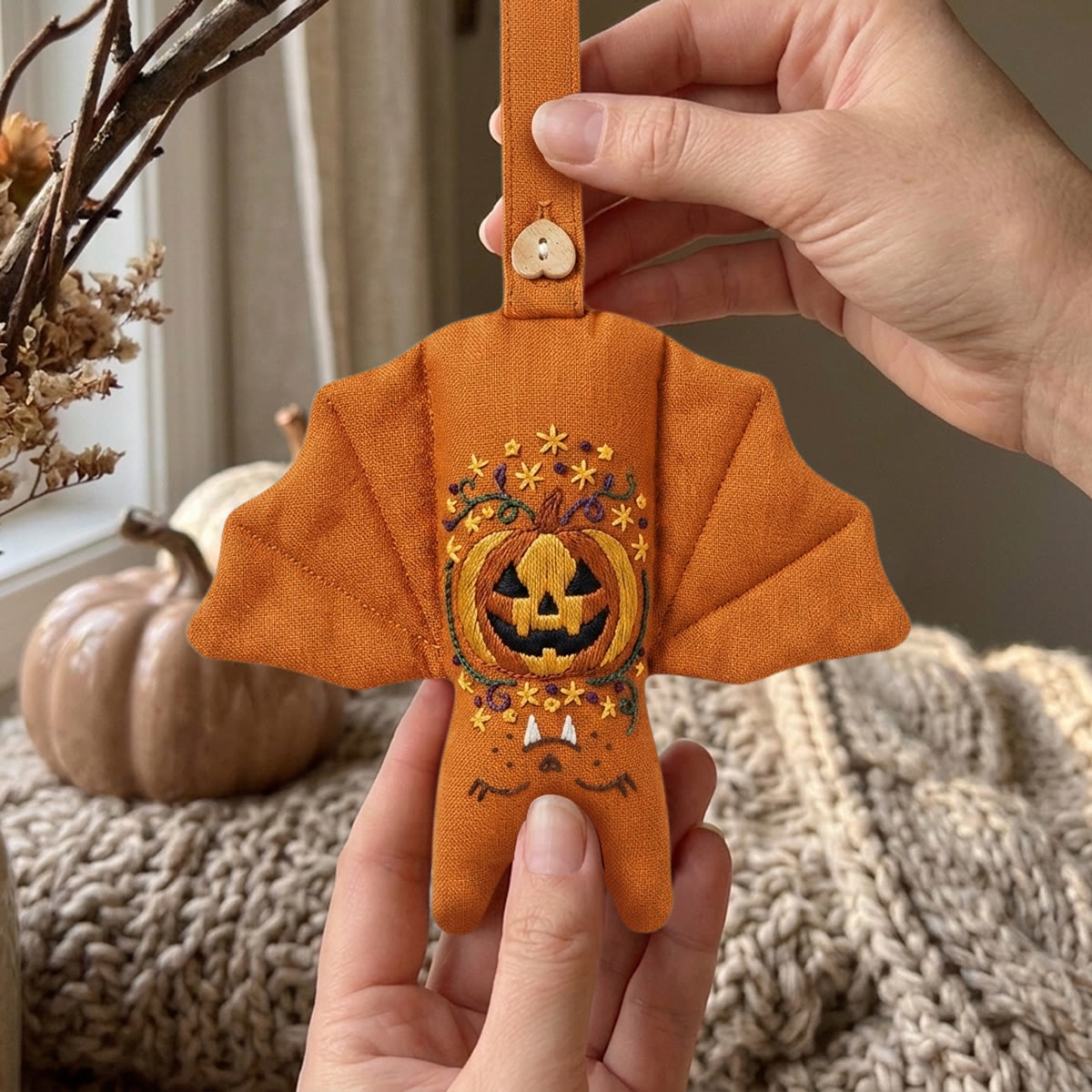 Rubbyoo Fledermaus-Stickset – Gruseliger Kürbis | Halloween-Kürbis-Bastelidee für Anfänger | Gruselig-süße Wanddeko - image 5