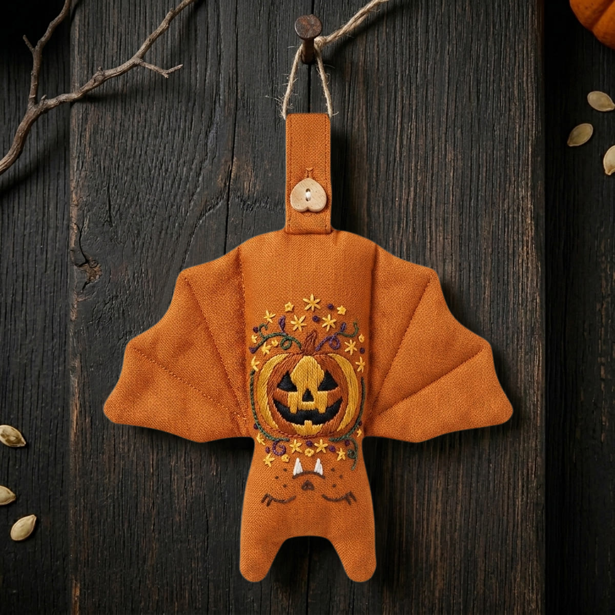 Rubbyoo Fledermaus-Stickset – Gruseliger Kürbis | Halloween-Kürbis-Bastelidee für Anfänger | Gruselig-süße Wanddeko - image 8