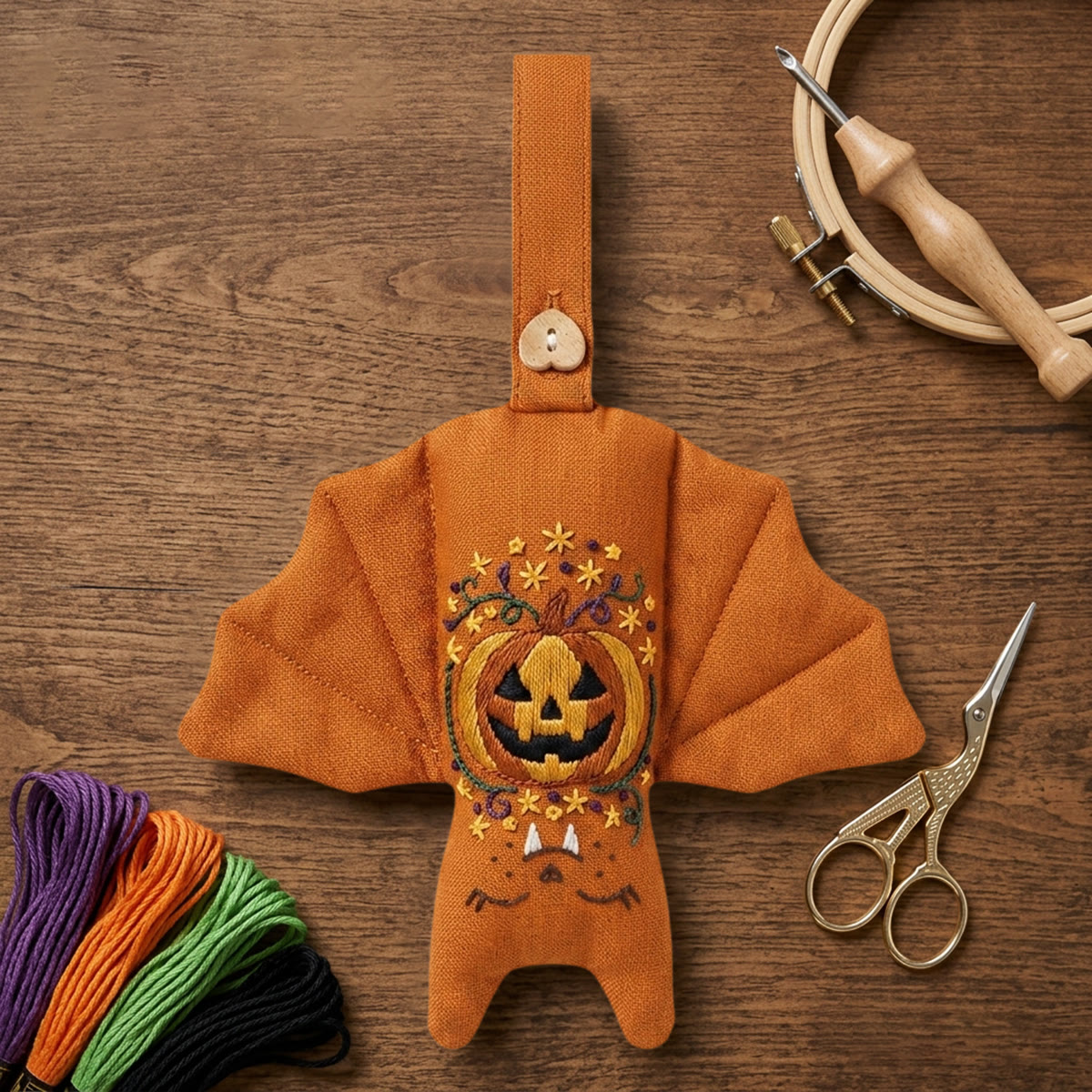 Rubbyoo Fledermaus-Stickset – Gruseliger Kürbis | Halloween-Kürbis-Bastelidee für Anfänger | Gruselig-süße Wanddeko - image 11