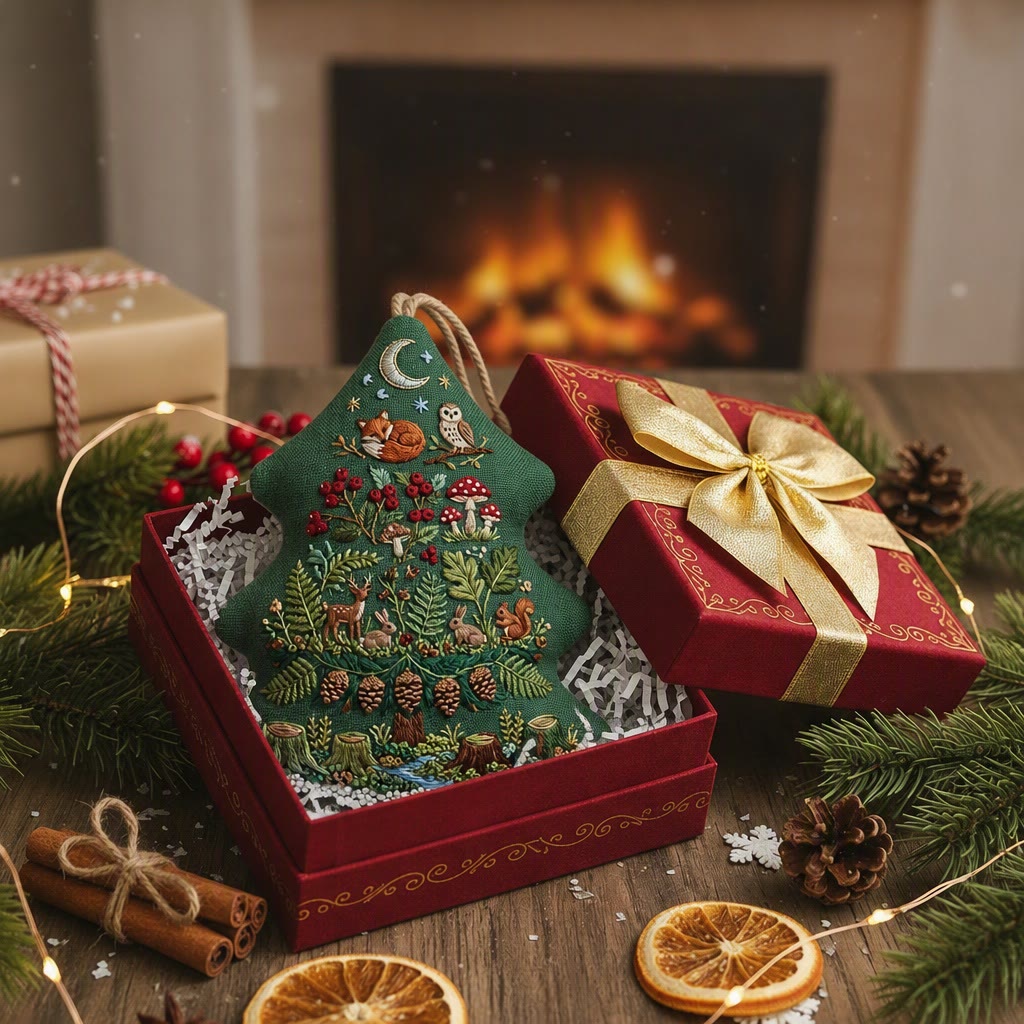Rubbyoo Stickset in Baumform – Fantasiewald im Mondschein | Weihnachtliches Bastelgeschenk für Naturliebhaber | Winterliche Waldtier-Dekoration - image 5