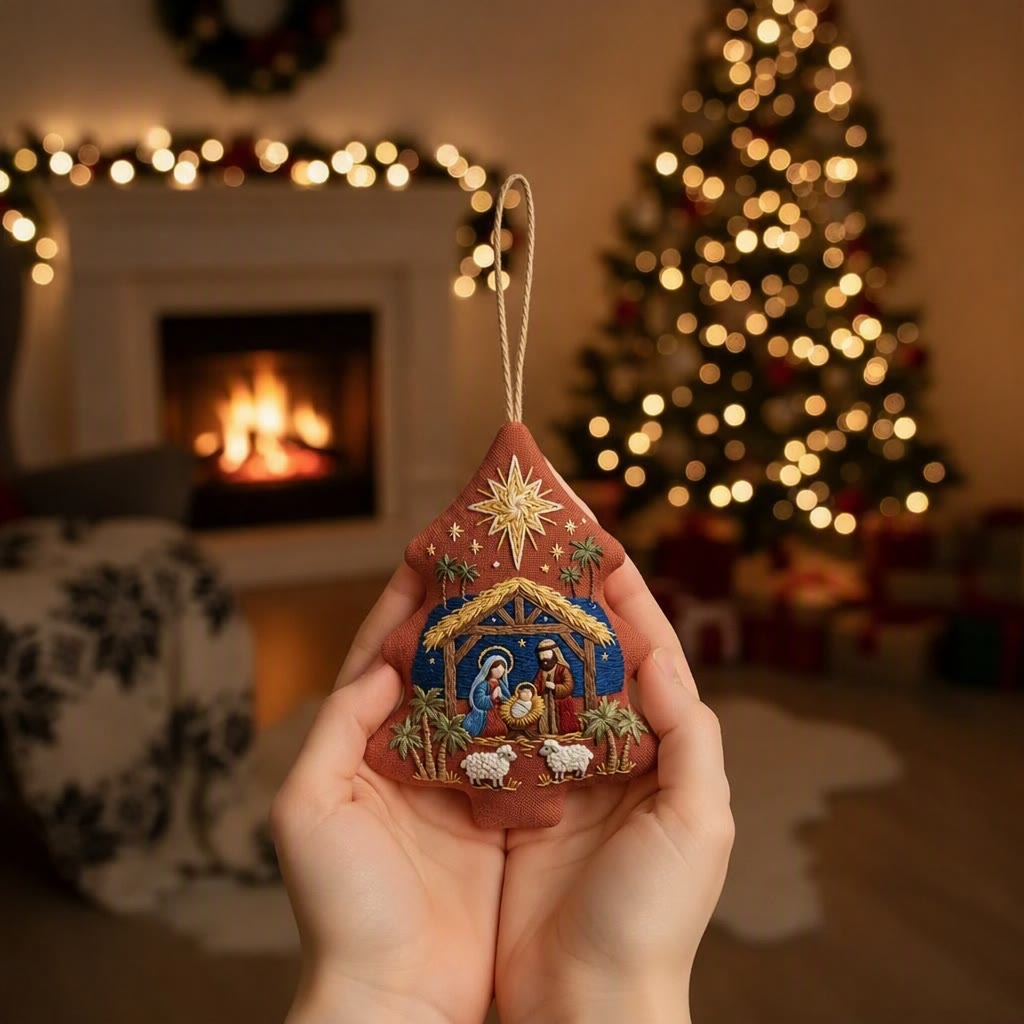 Rubbyoo Stickset in Baumform – Weihnachtskind Jesus | Krippenszene als Bastelgeschenk | Religiöse DIY-Dekoration für Anfänger - image 2