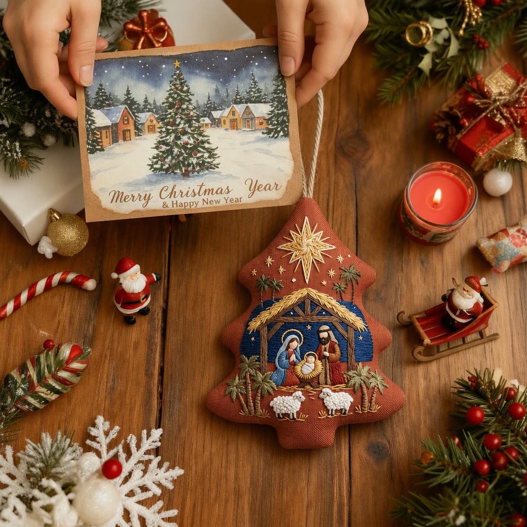 Rubbyoo Stickset in Baumform – Weihnachtskind Jesus | Krippenszene als Bastelgeschenk | Religiöse DIY-Dekoration für Anfänger - image 3