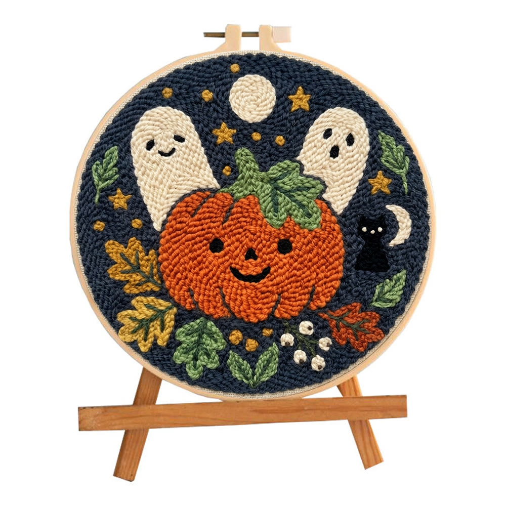 Kürbis-Geister-Punch-Needle-Set – Nähprojekt für Anfänger | Wunderschönes Halloween-Muster - image 10