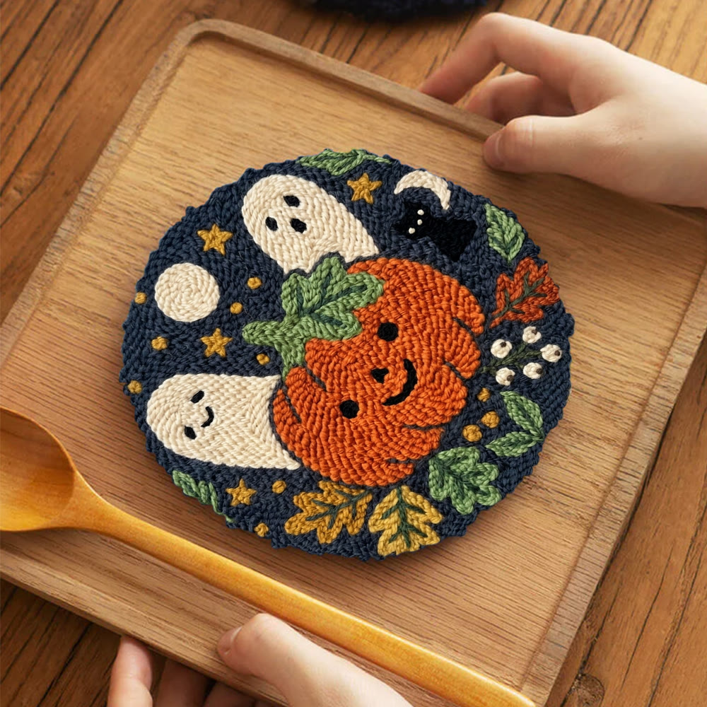 Kürbis-Geister-Punch-Needle-Set – Nähprojekt für Anfänger | Wunderschönes Halloween-Muster - image 11