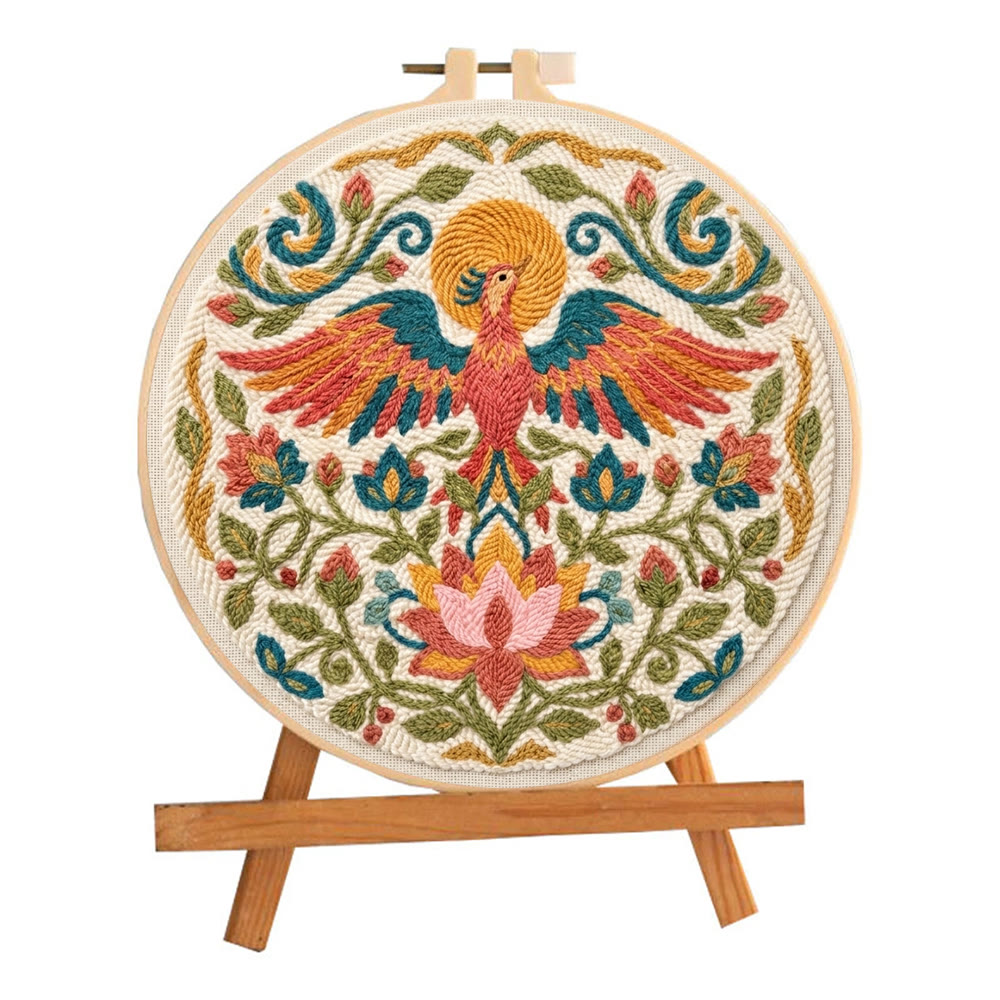 Golden Phoenix Punch Needle Set – Botanisches Motiv: Blühende Lotusblume | Wanddekoration im Boho-Stil - image 10